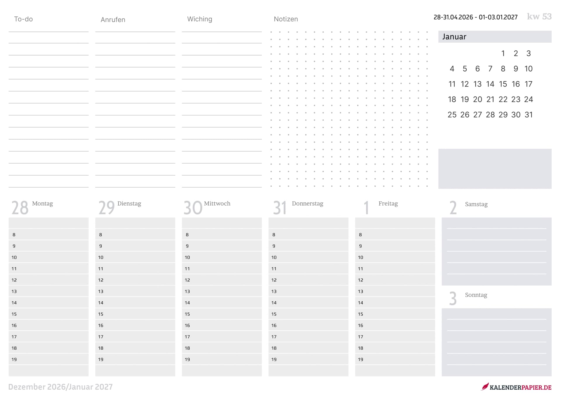 Tischkalender zum Ausdrucken in Lavendel