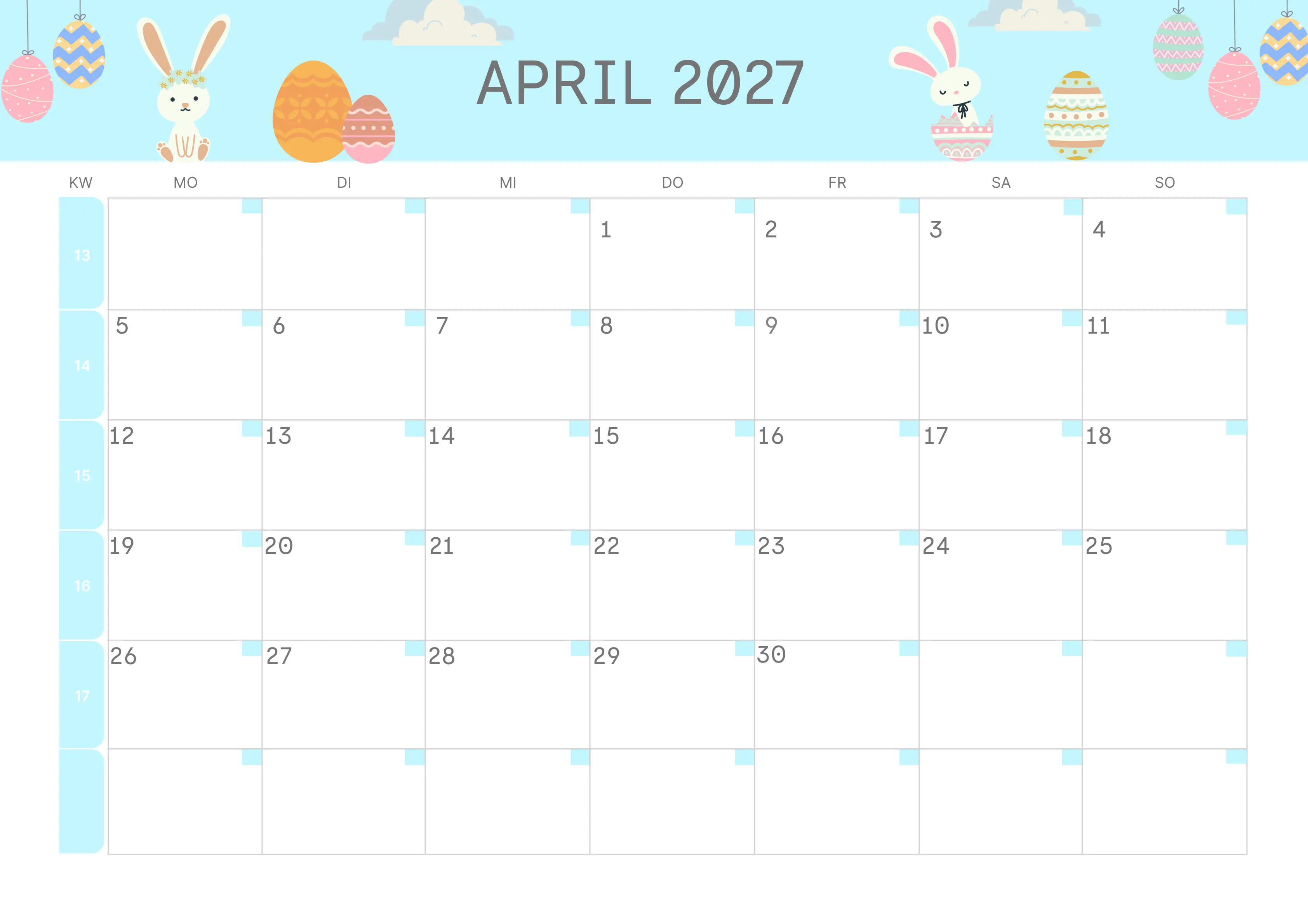 Semesterkalender 2026 Erstes Halbjahr Minimalistisch