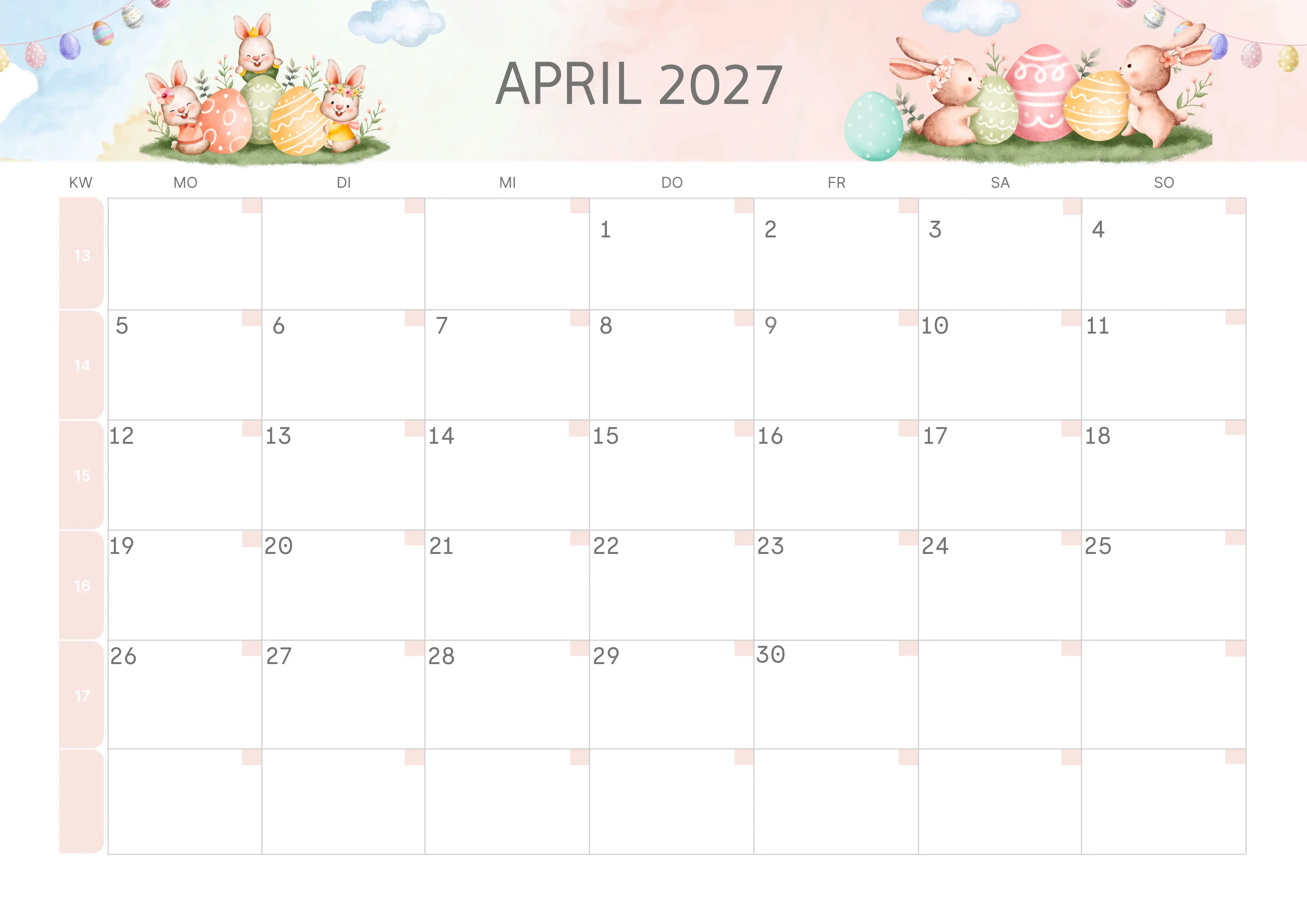 Semesterkalender 2026 Erstes Halbjahr Ästhetisch
