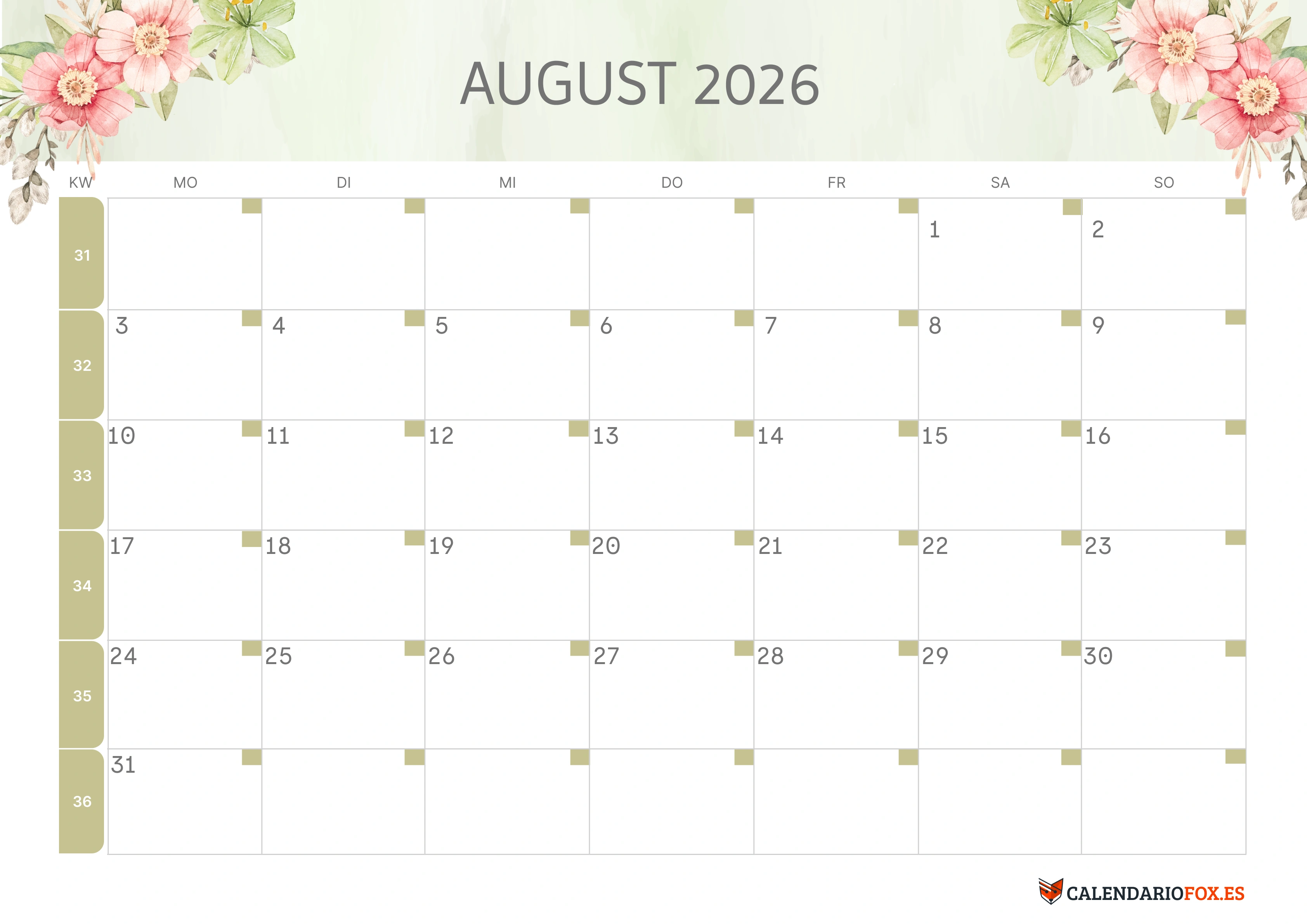 Semesterkalender 2026 Erstes Halbjahr Farbenfroh