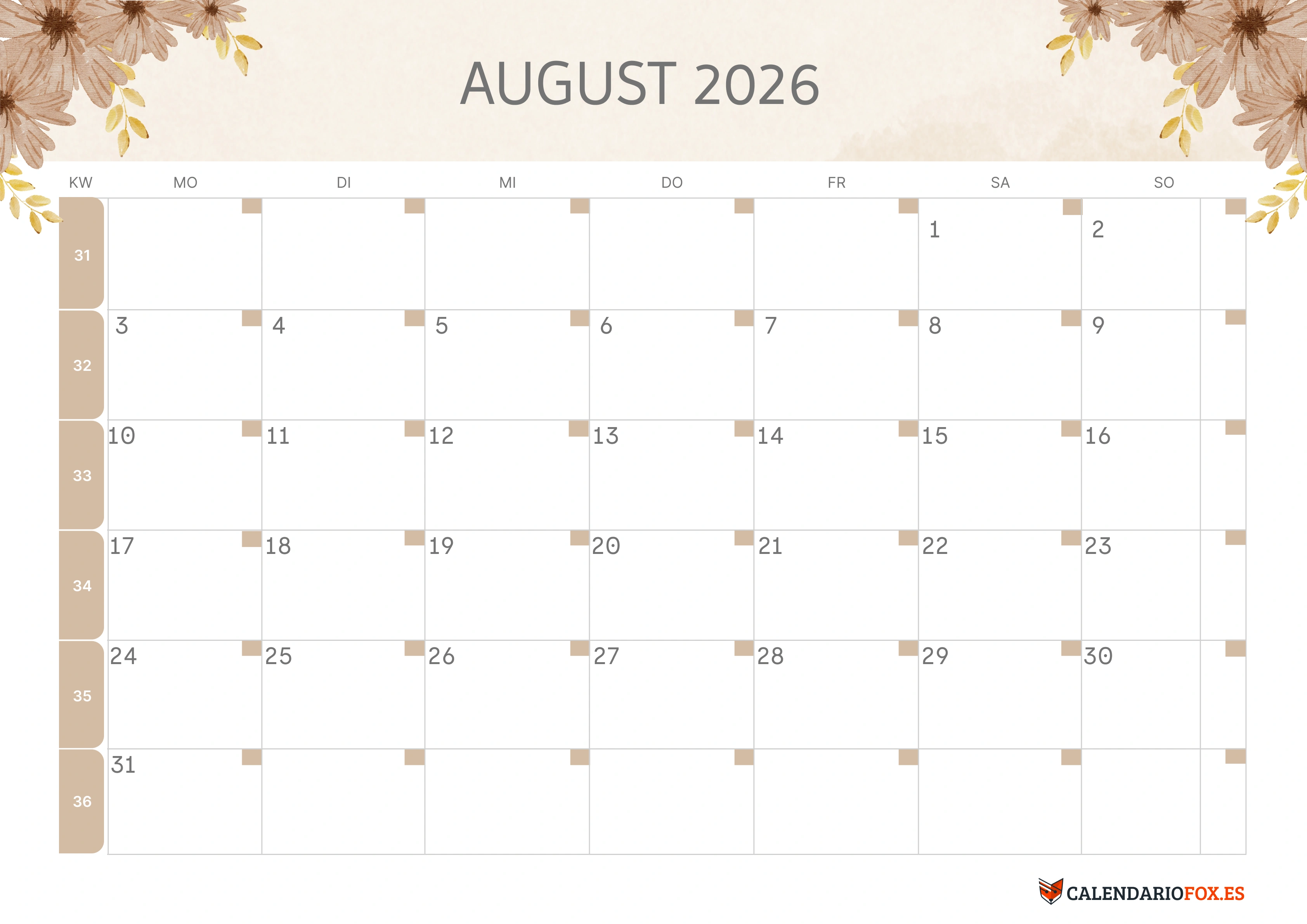 Semesterkalender 2026 Erstes Halbjahr Farbenfroh