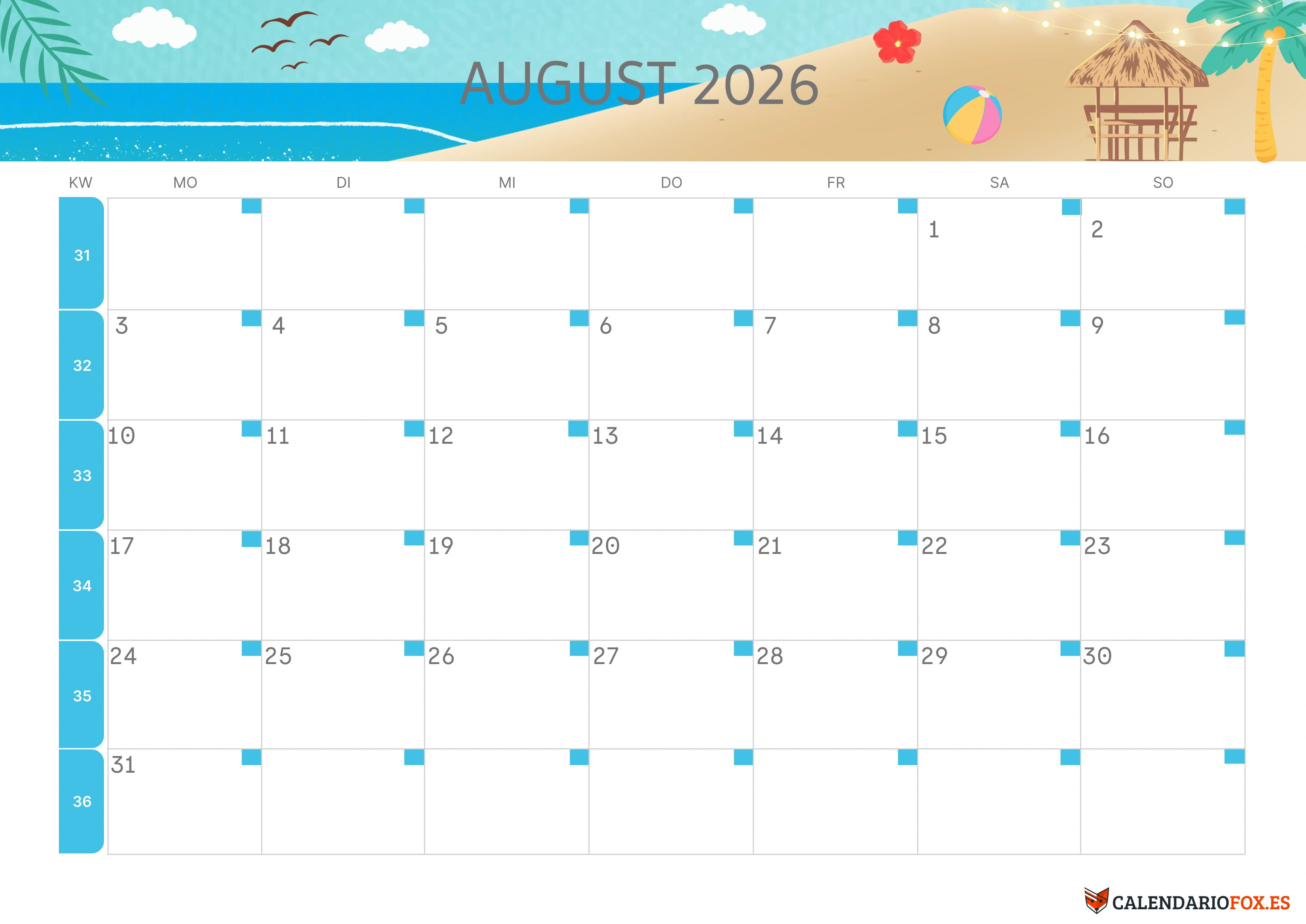Semesterkalender 2026 Erstes Halbjahr Ästhetisch