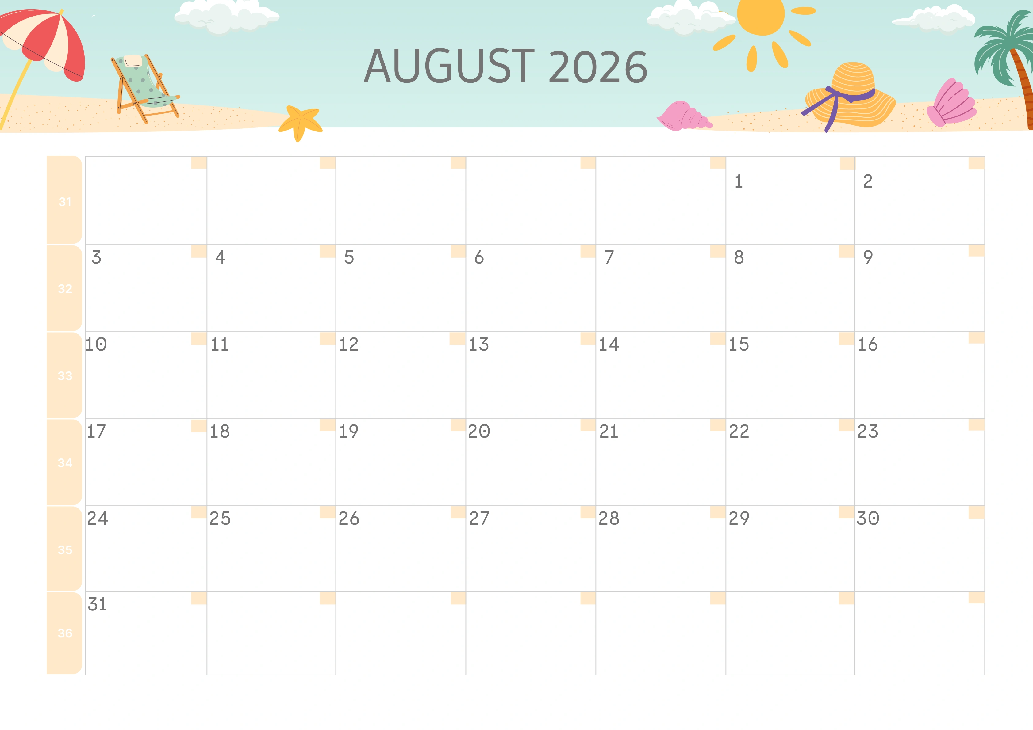 Semesterkalender 2026 Erstes Halbjahr Ästhetisch