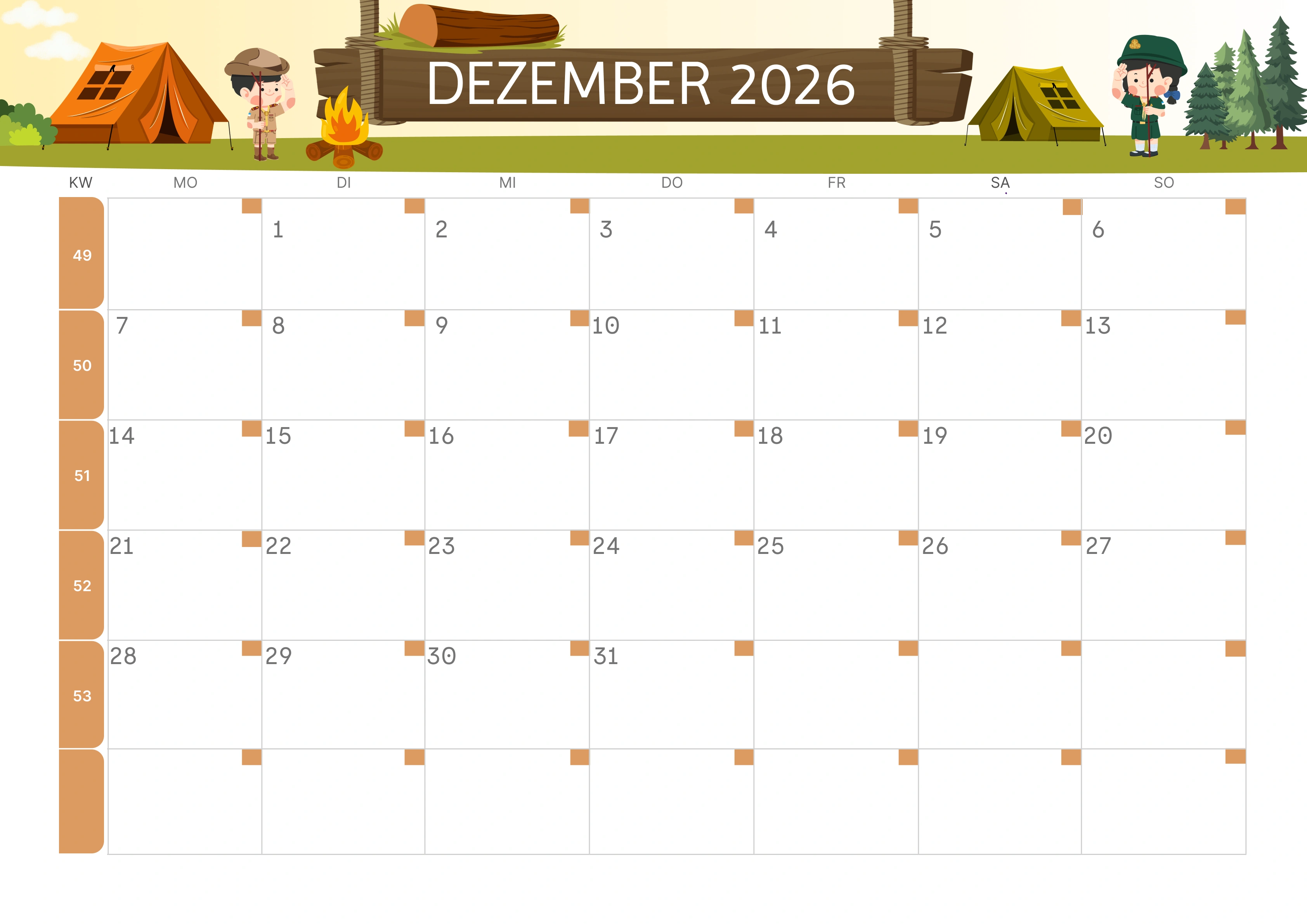 Semesterkalender 2026 Erstes Halbjahr Ästhetisch