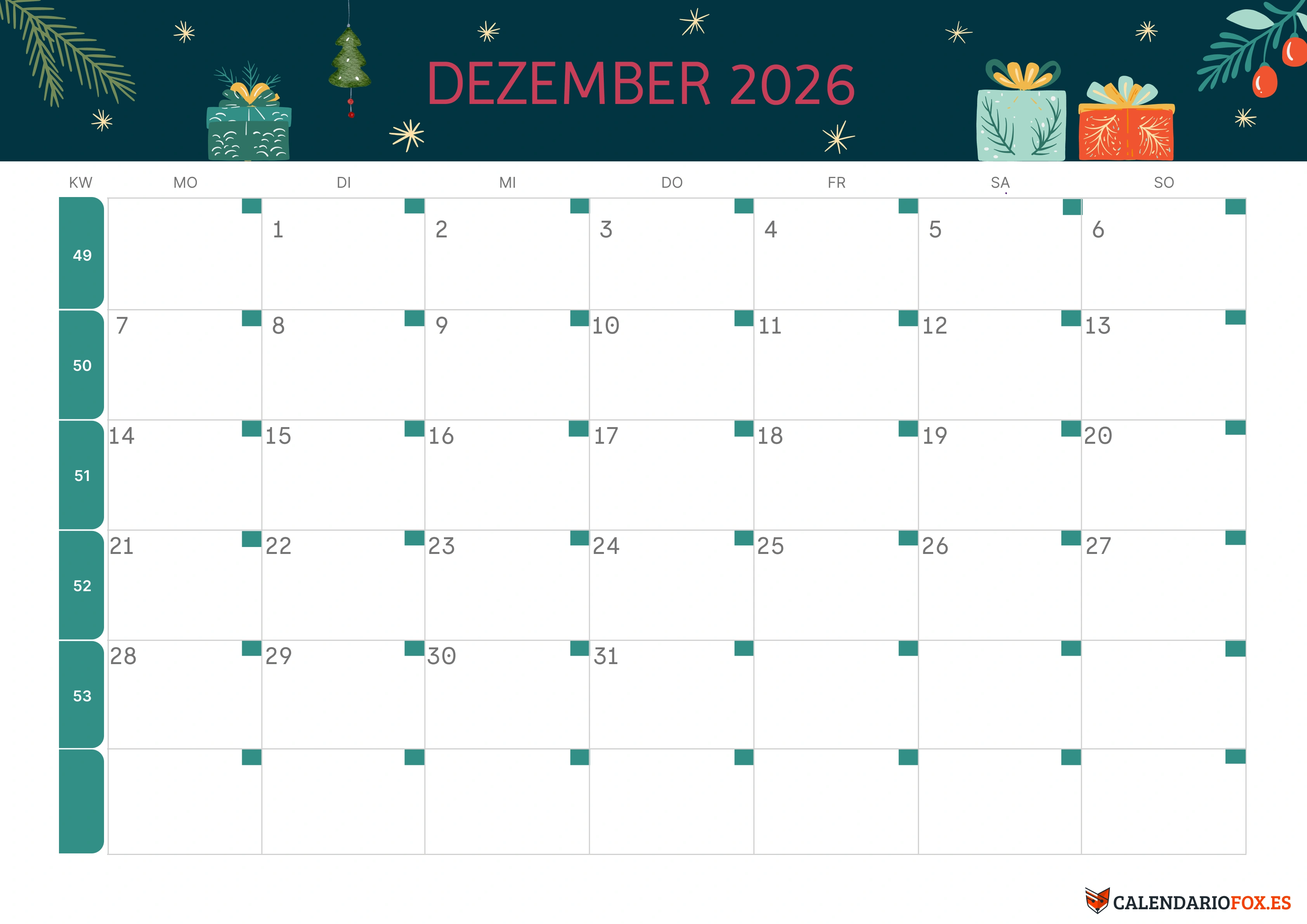 Semesterkalender 2026 Erstes Halbjahr Ästhetisch