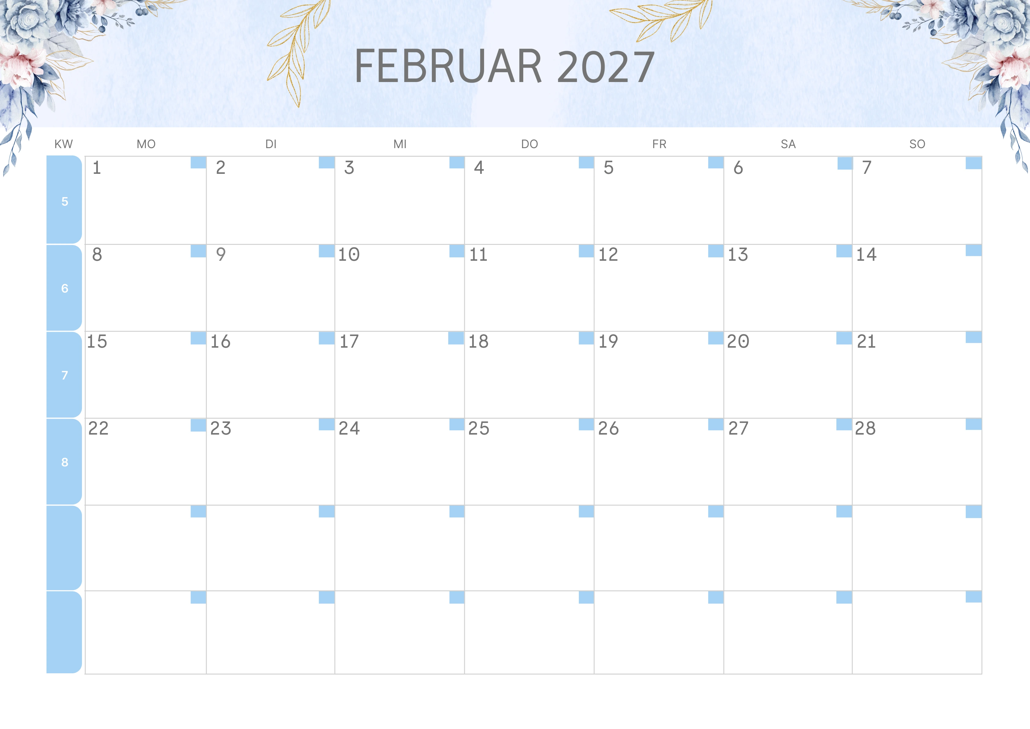 Semesterkalender 2026 Erstes Halbjahr Ästhetisch