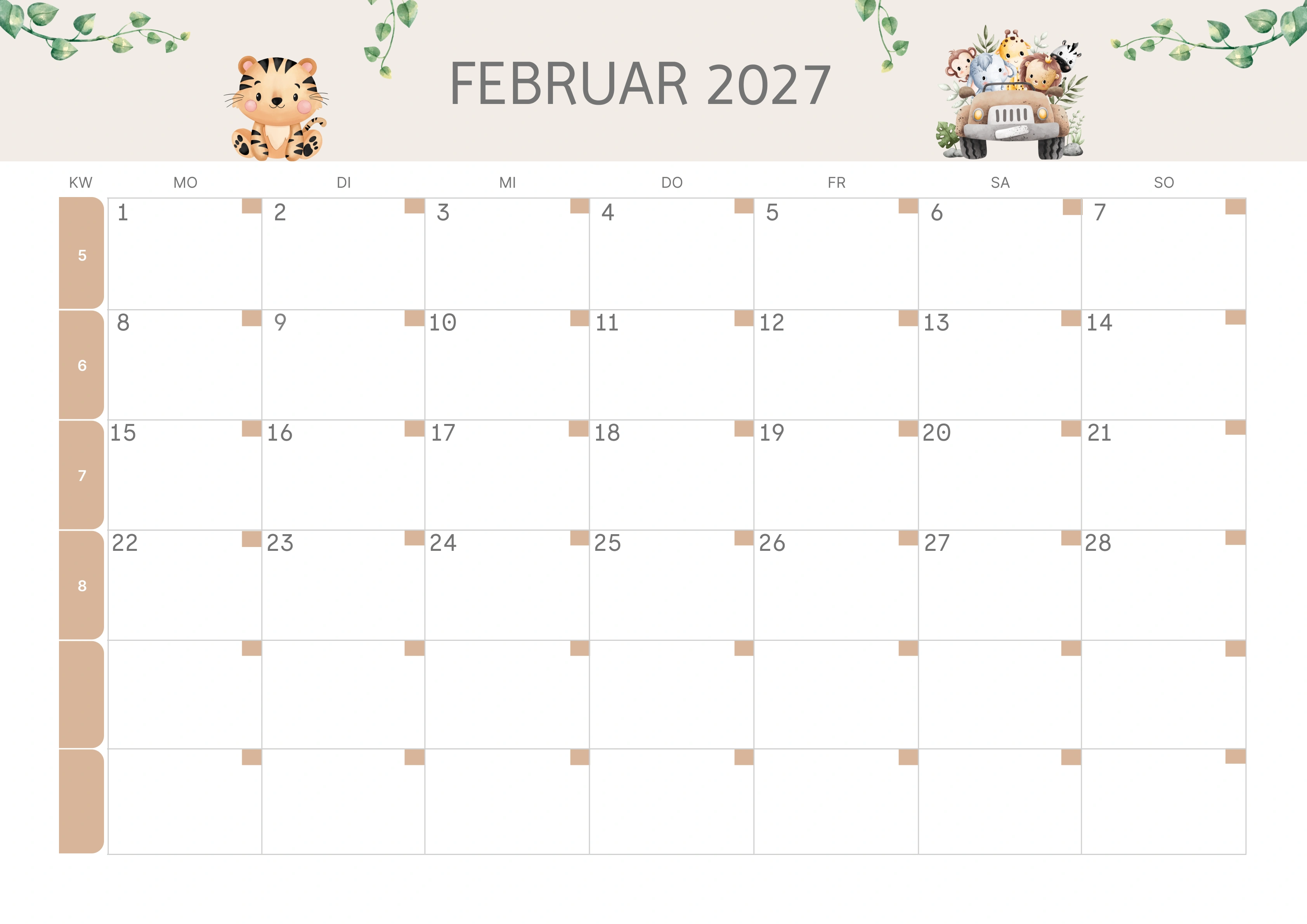 Semesterkalender 2026 Erstes Halbjahr Ästhetisch
