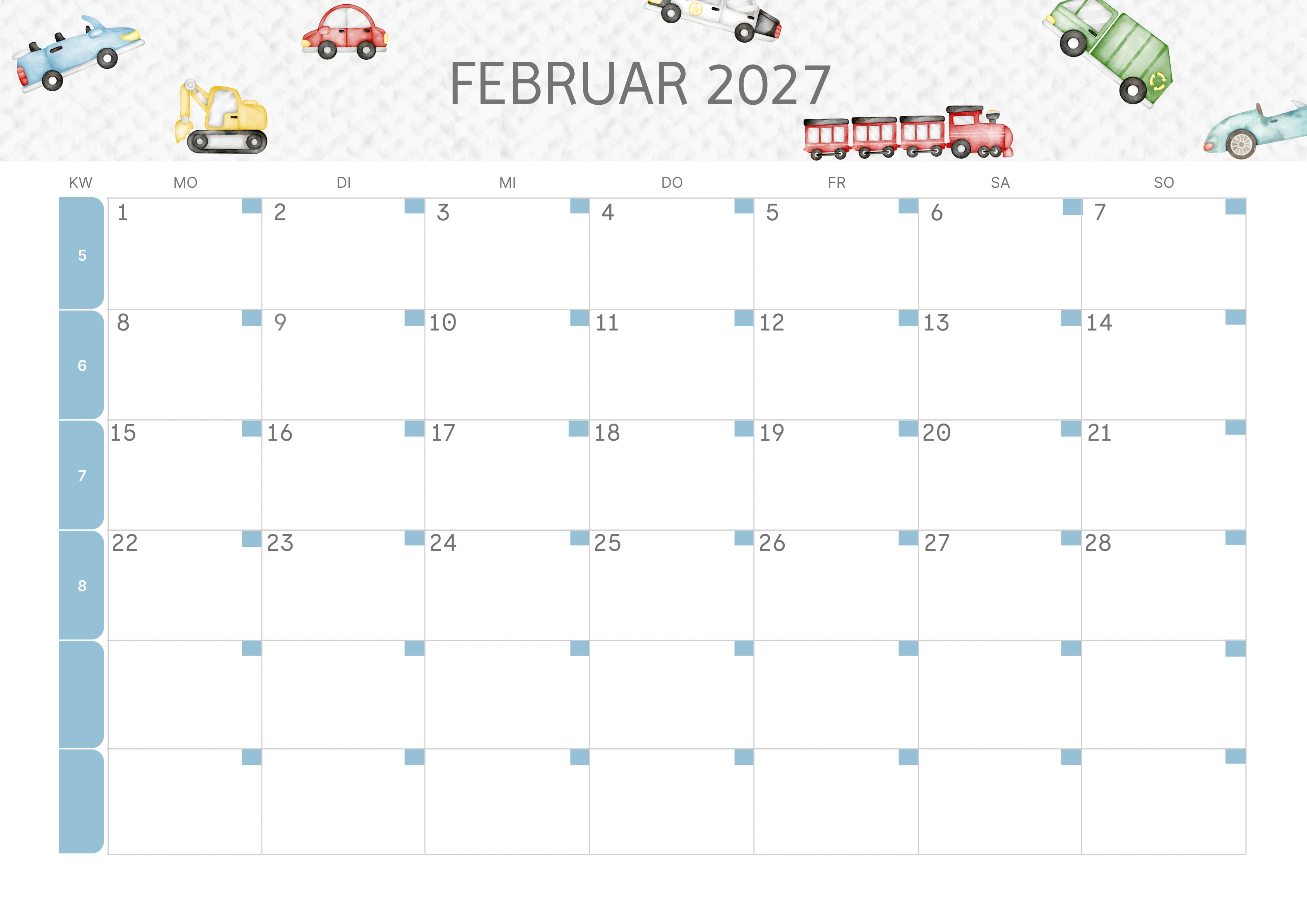 Semesterkalender 2026 Erstes Halbjahr Farbenfroh