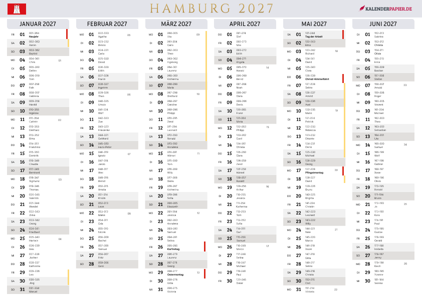 Der Kalender mit der Kompletten BW Feirtage