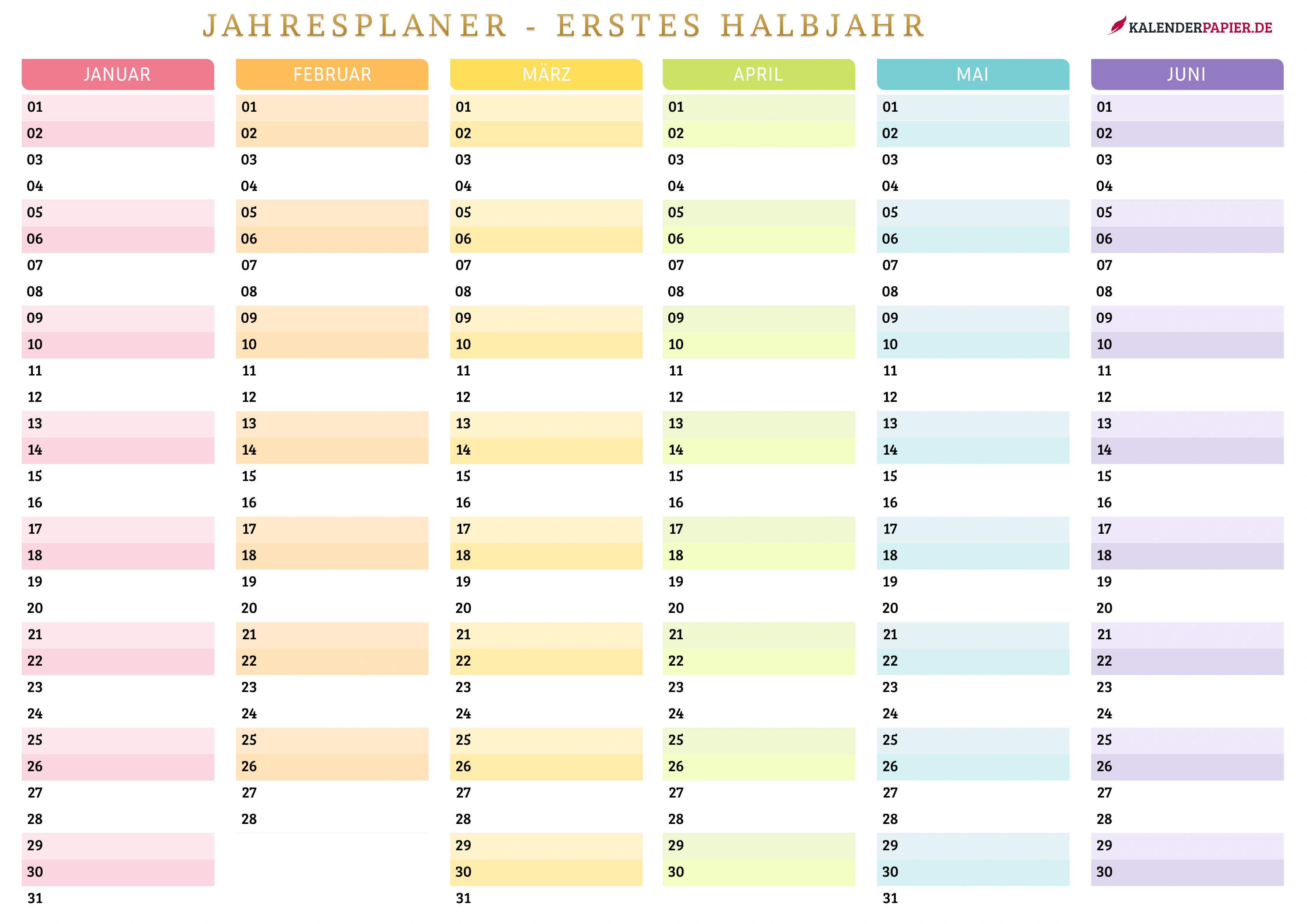 Bunt – Erstes Halbjahr