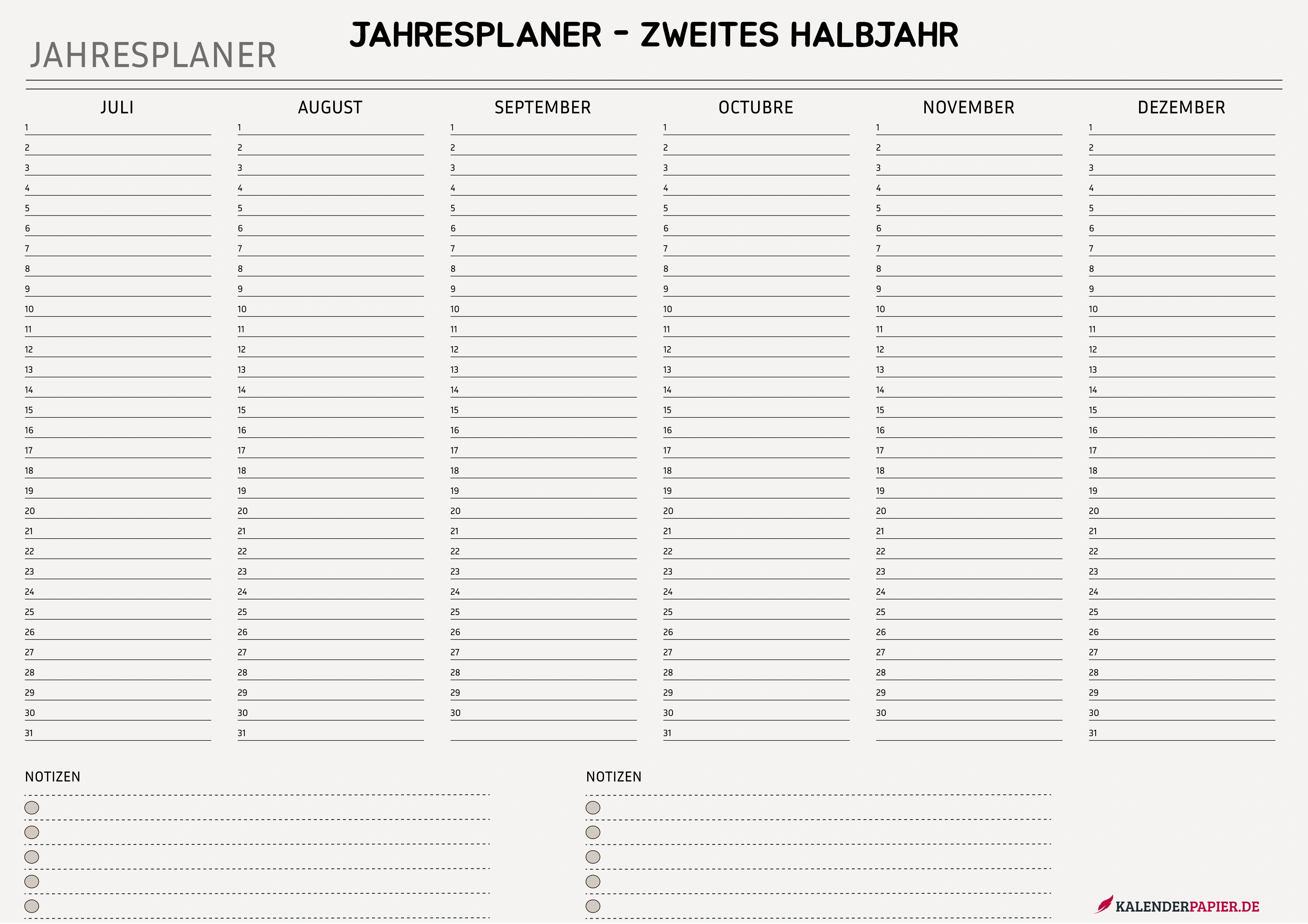 Modernes Creme – Zweites Halbjahr