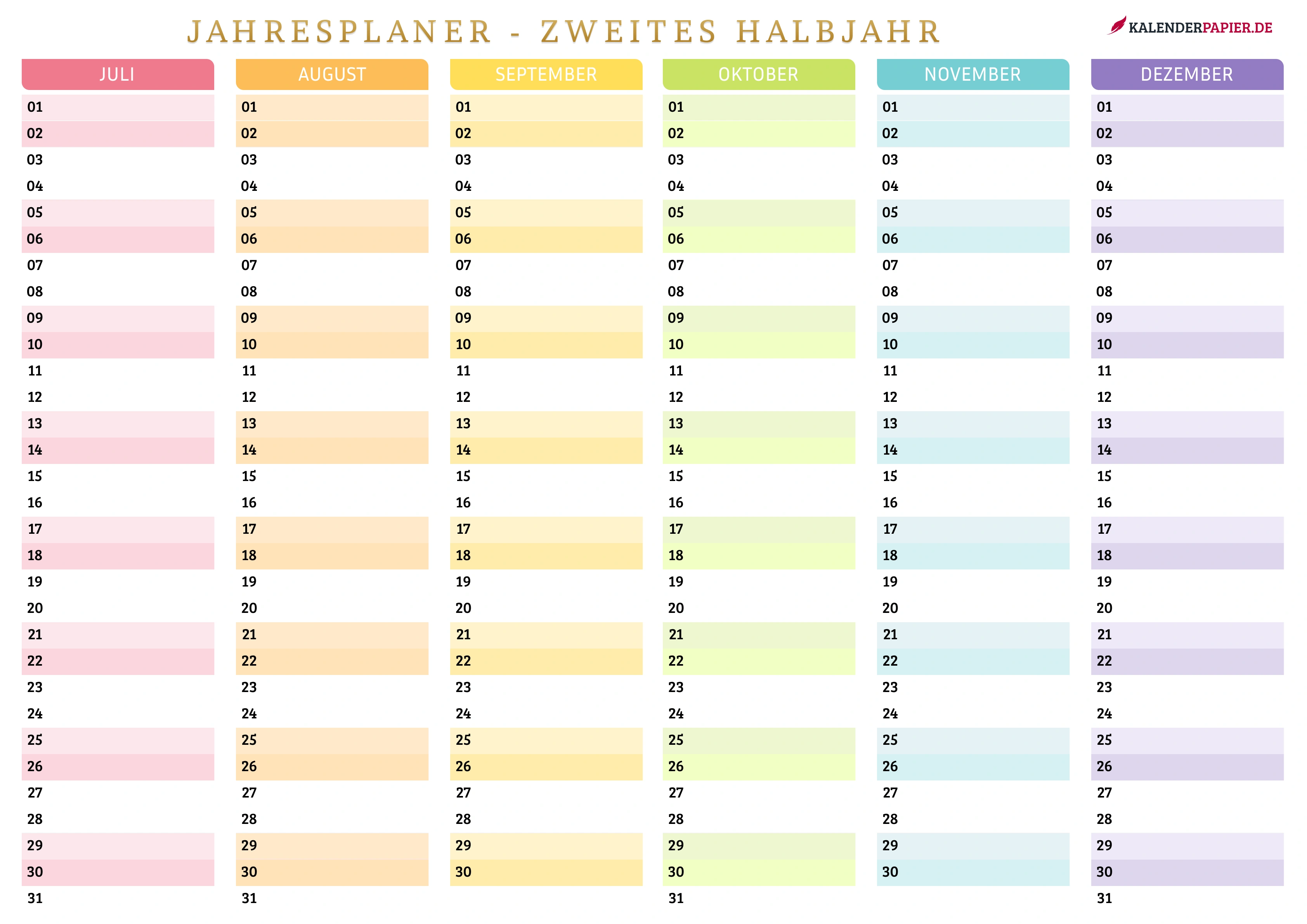 Bunt – Zweites Halbjahr