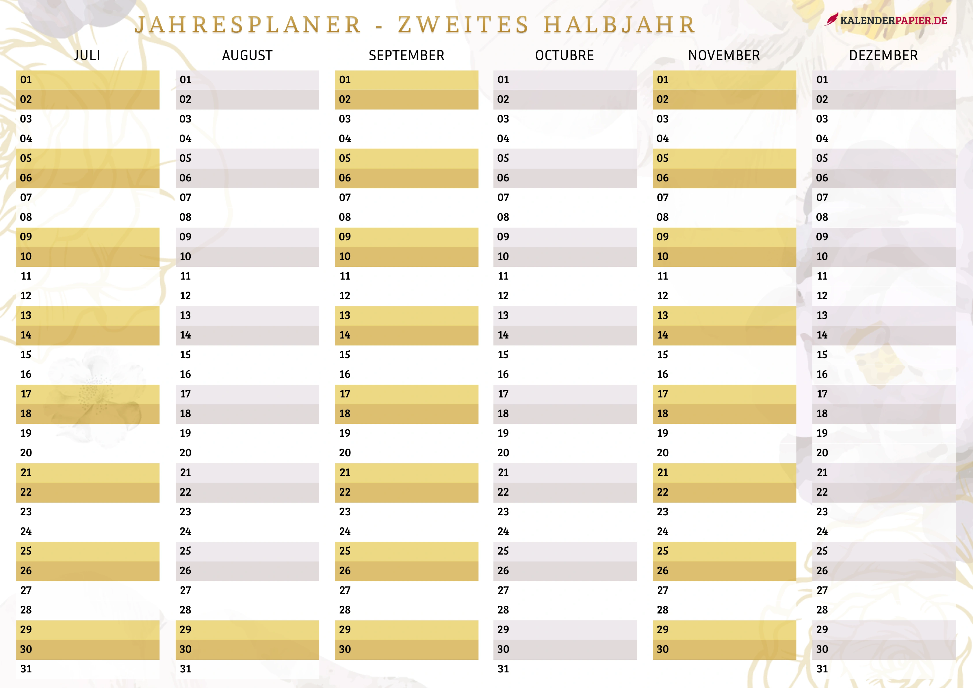 Goldgelb – Zweites Halbjahr