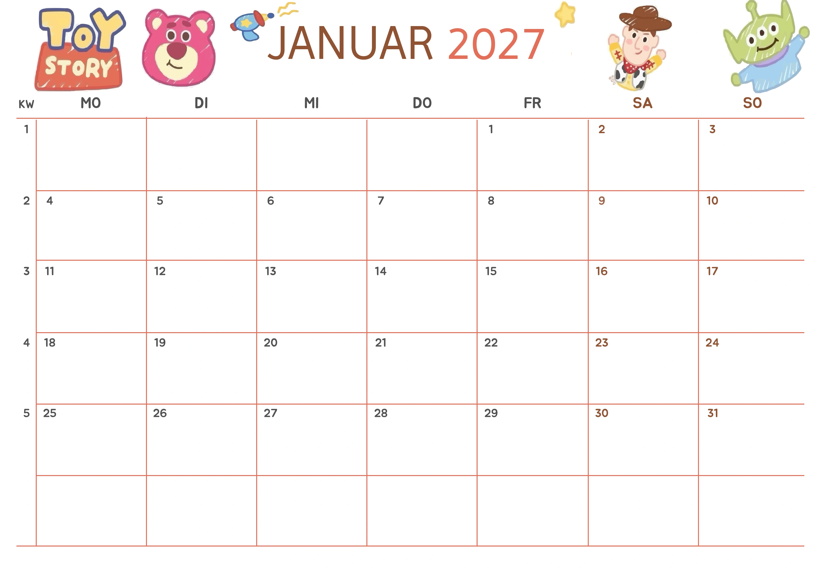 Semesterkalender 2026 Erstes Halbjahr Ästhetisch