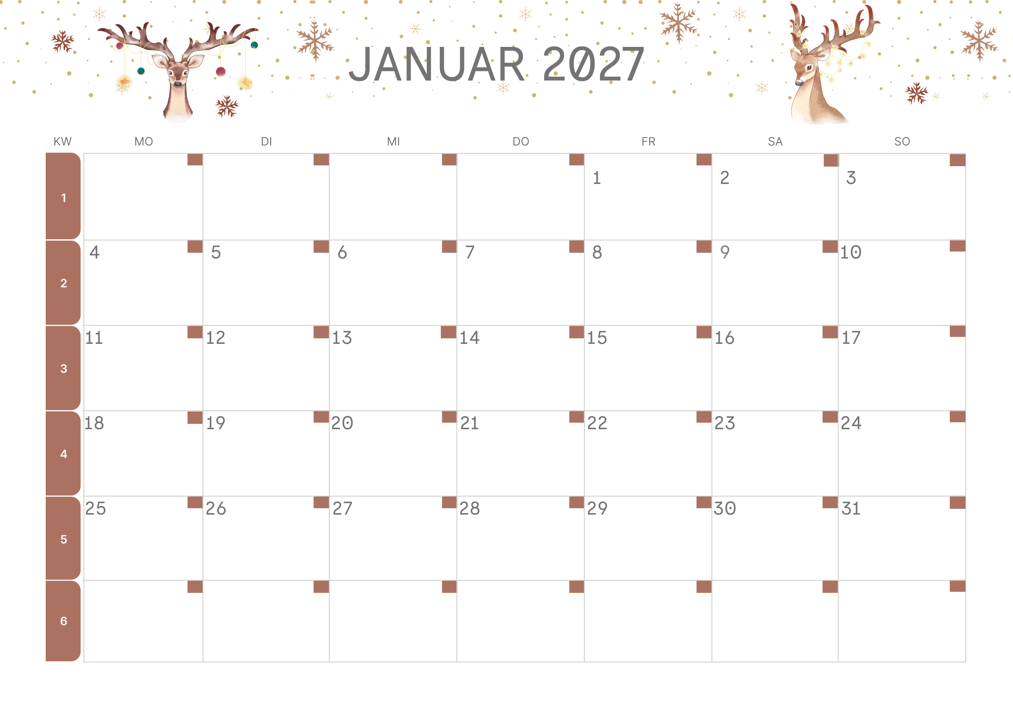 Semesterkalender 2026 Erstes Halbjahr Ästhetisch