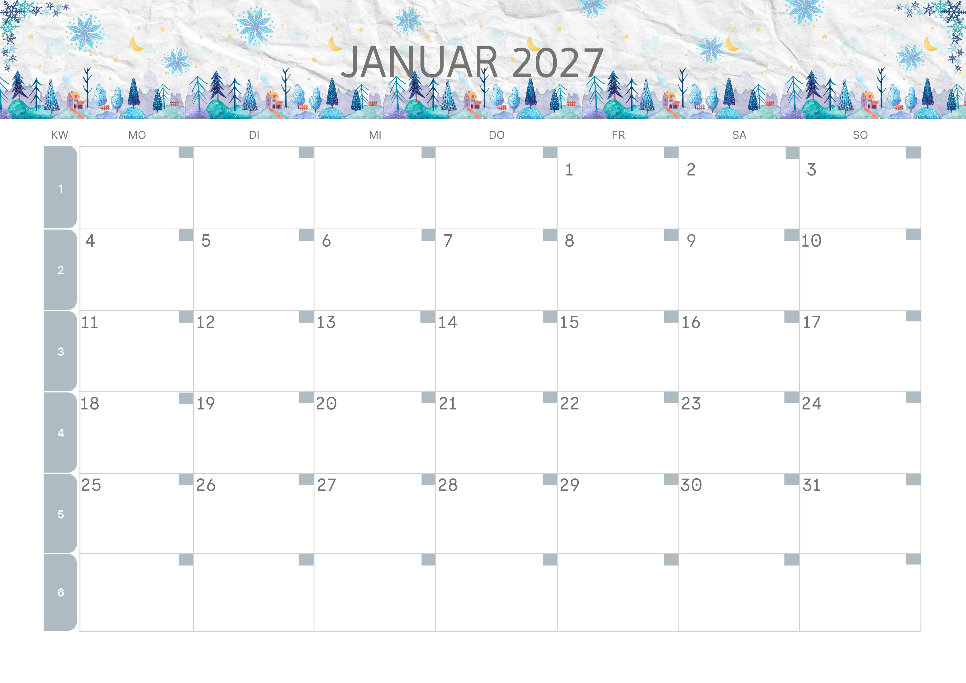 Semesterkalender 2026 Erstes Halbjahr Ästhetisch
