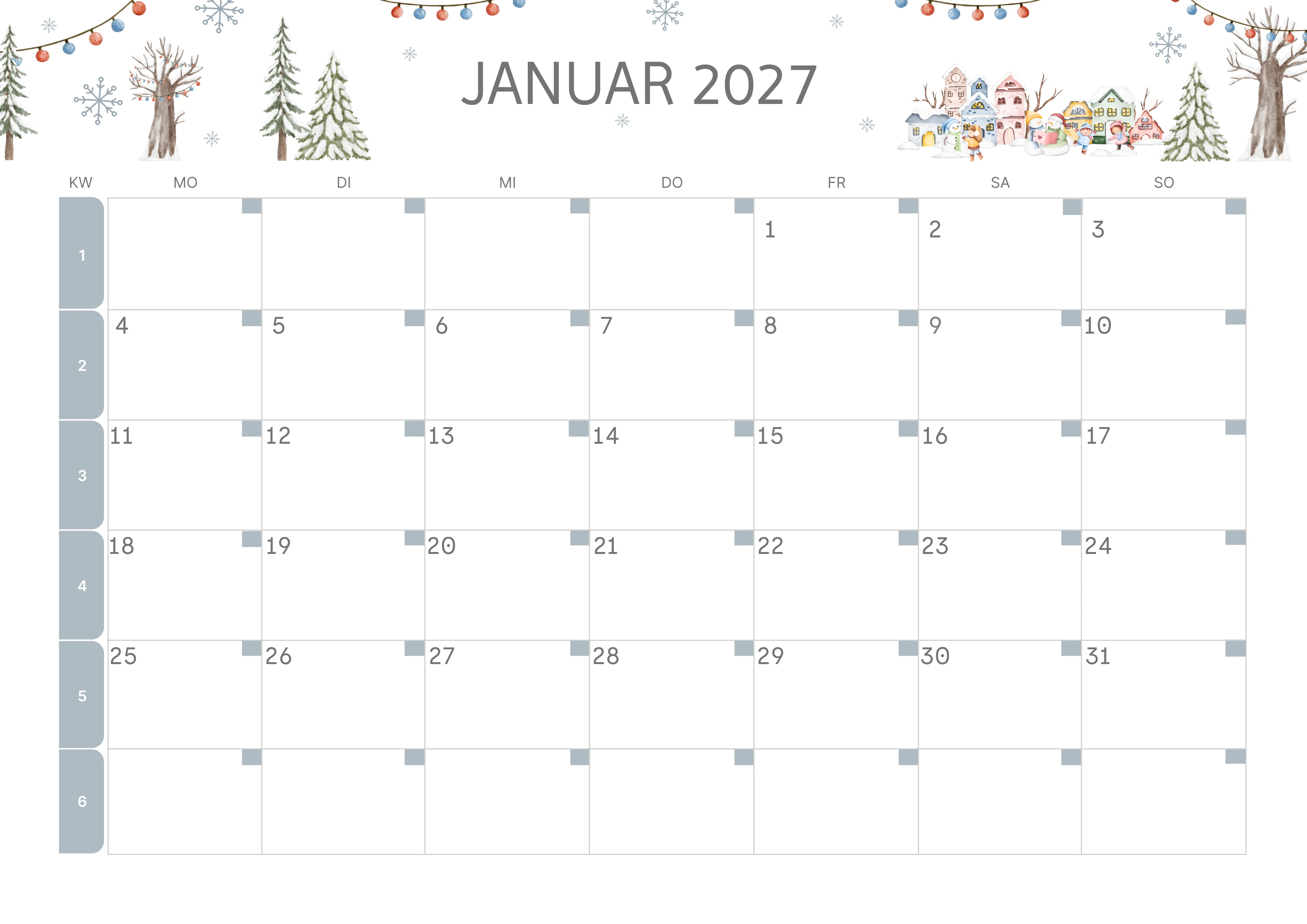 Semesterkalender 2026 Erstes Halbjahr Ästhetisch