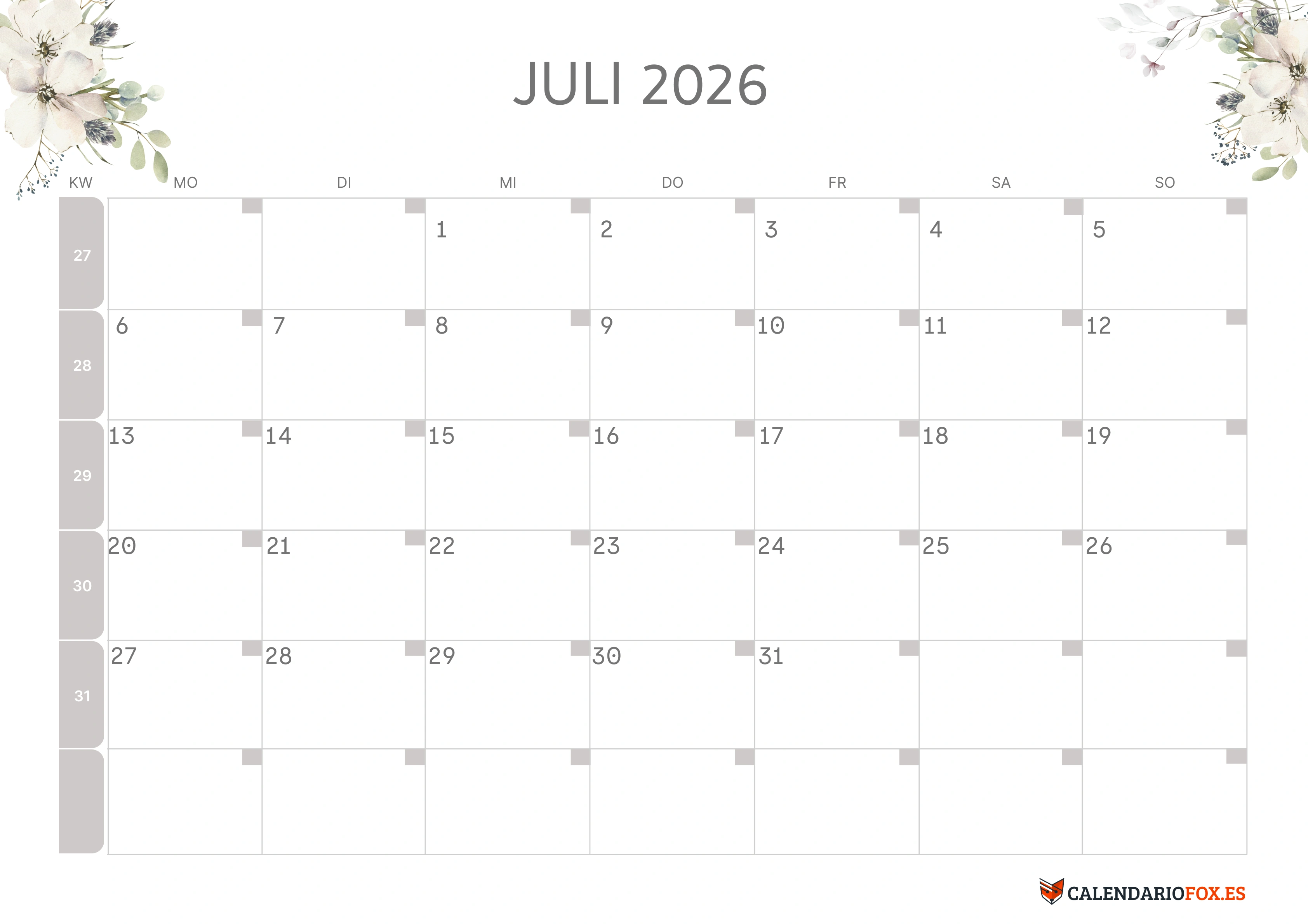 Semesterkalender 2026 Erstes Halbjahr Farbenfroh