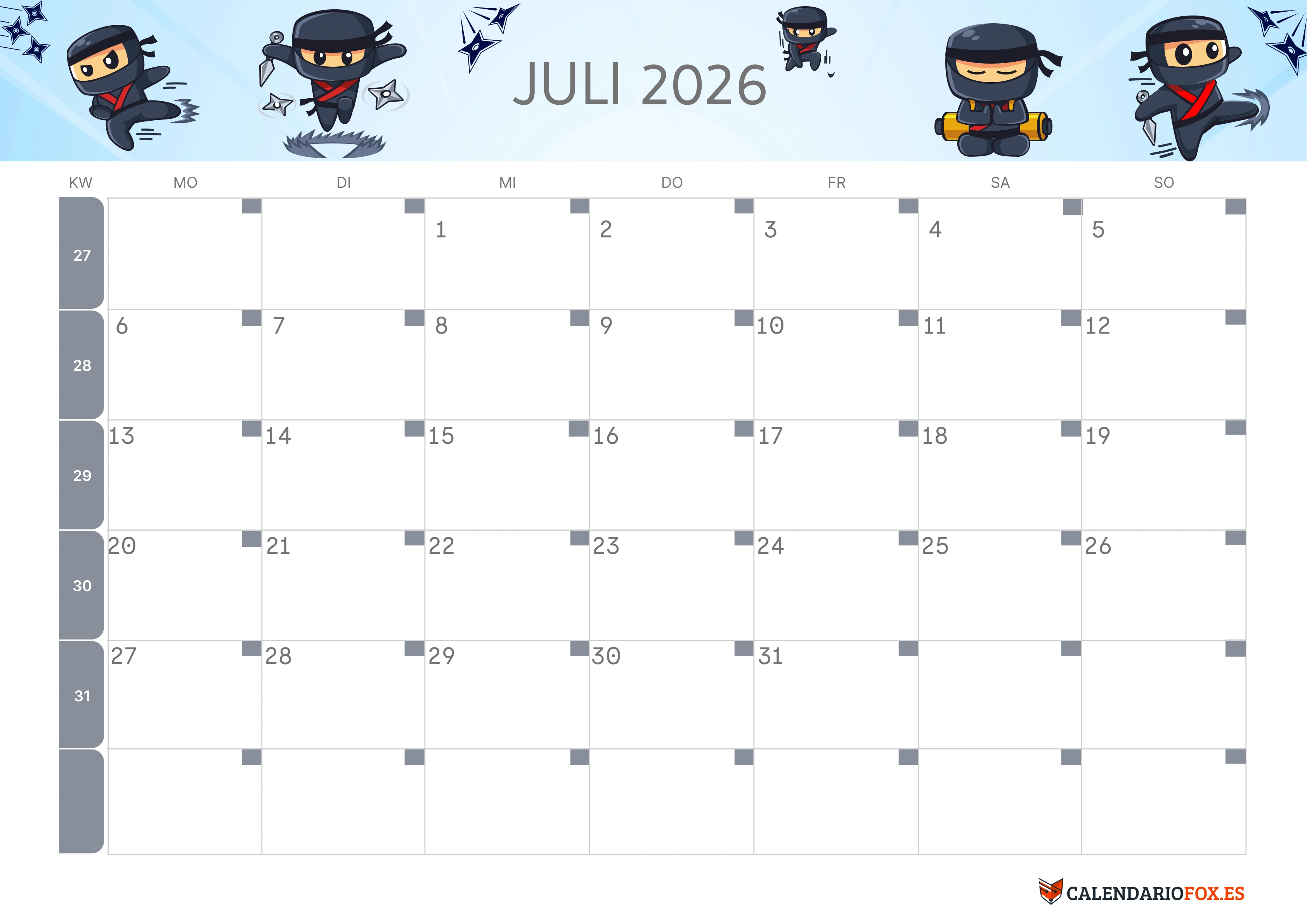 Semesterkalender 2026 Erstes Halbjahr Farbenfroh