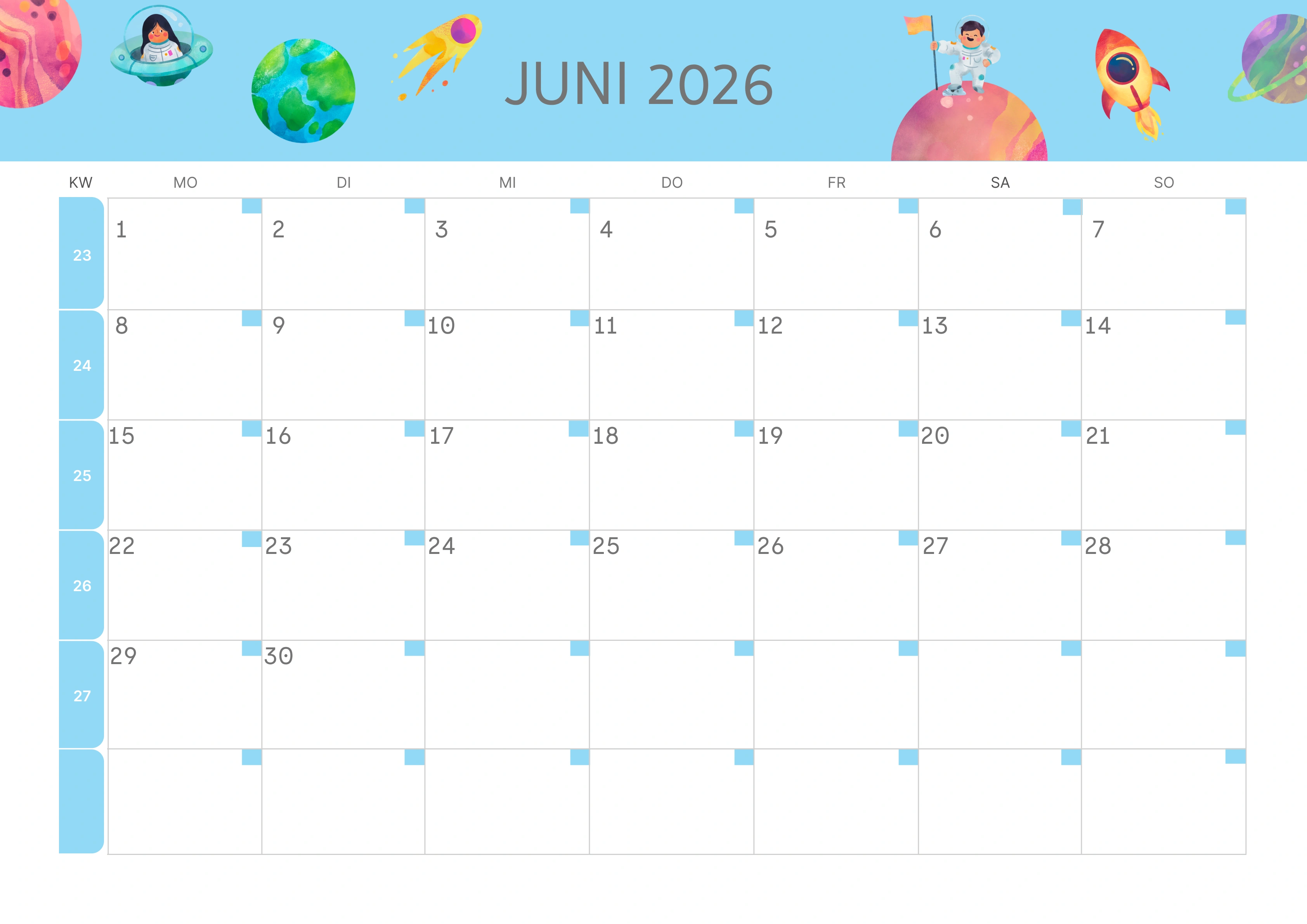 Semesterkalender 2026 Erstes Halbjahr Minimalistisch