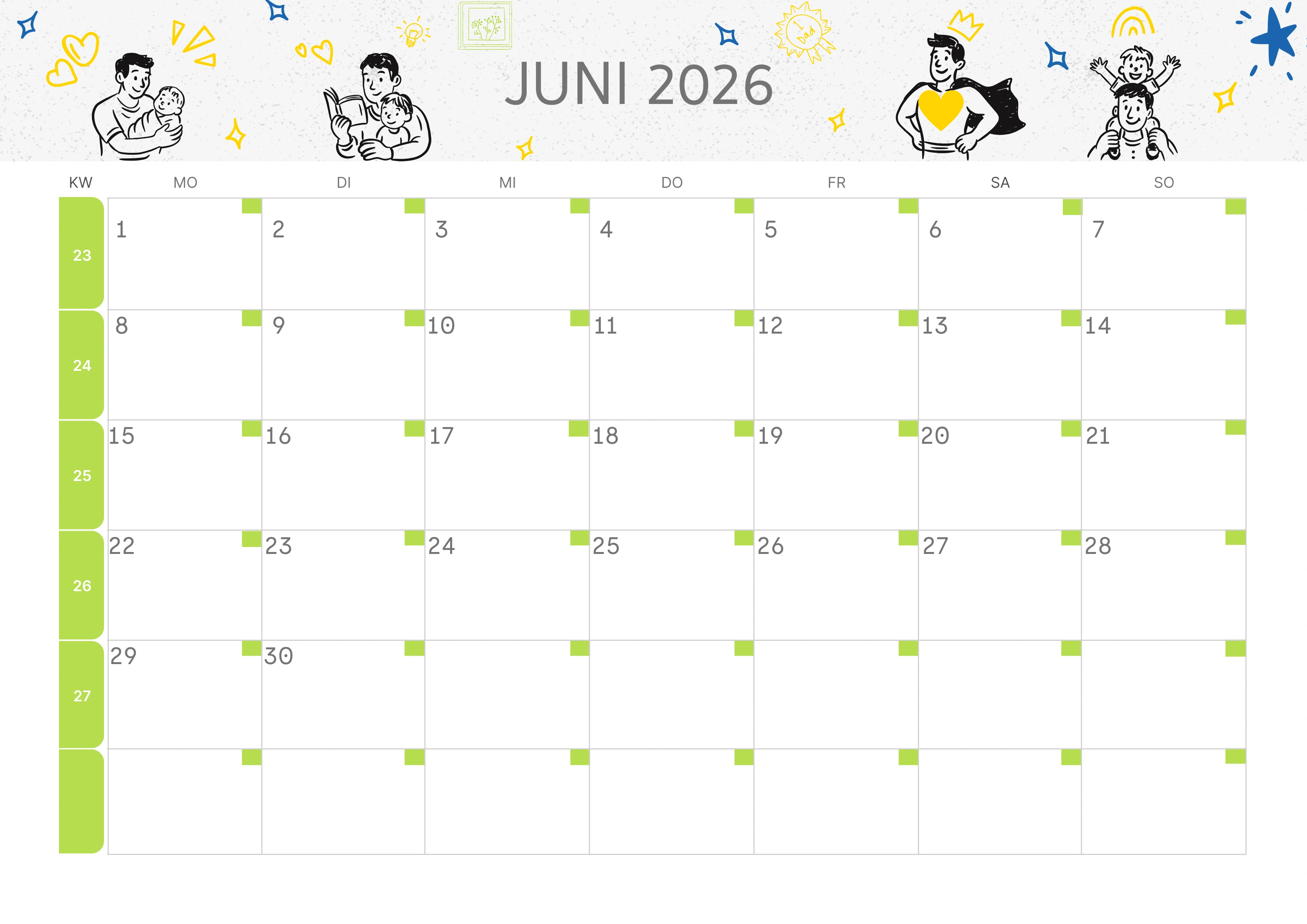 Semesterkalender 2026 Erstes Halbjahr Minimalistisch
