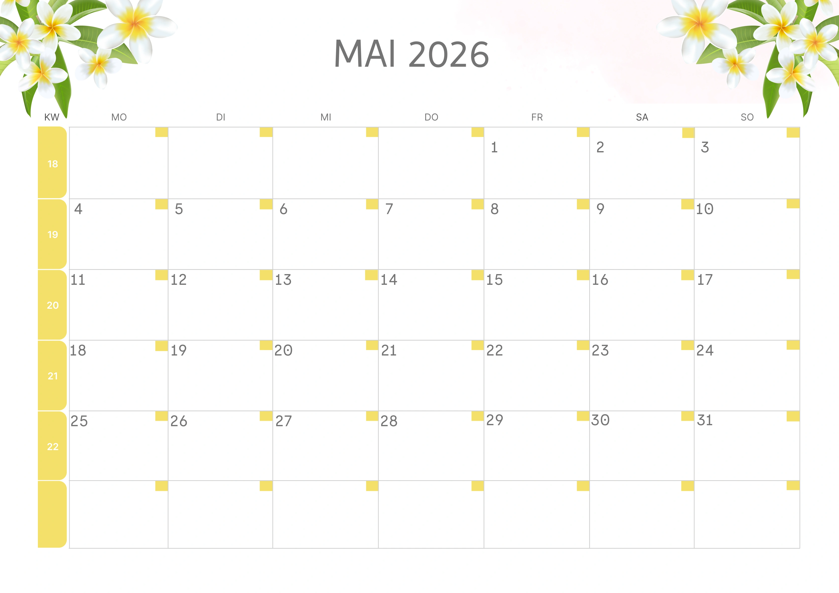 Semesterkalender 2026 Erstes Halbjahr Ästhetisch