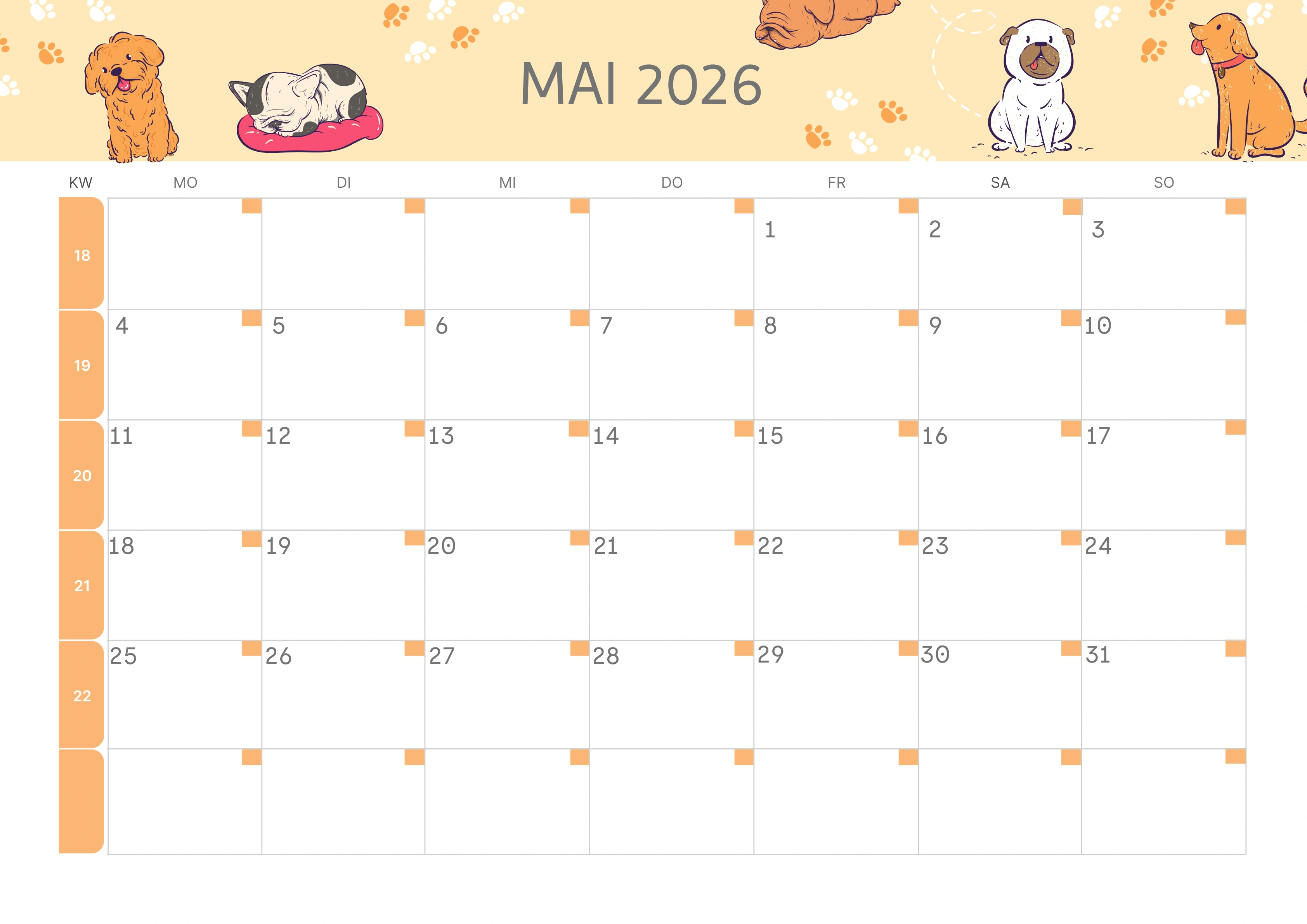 Semesterkalender 2026 Erstes Halbjahr Minimalistisch