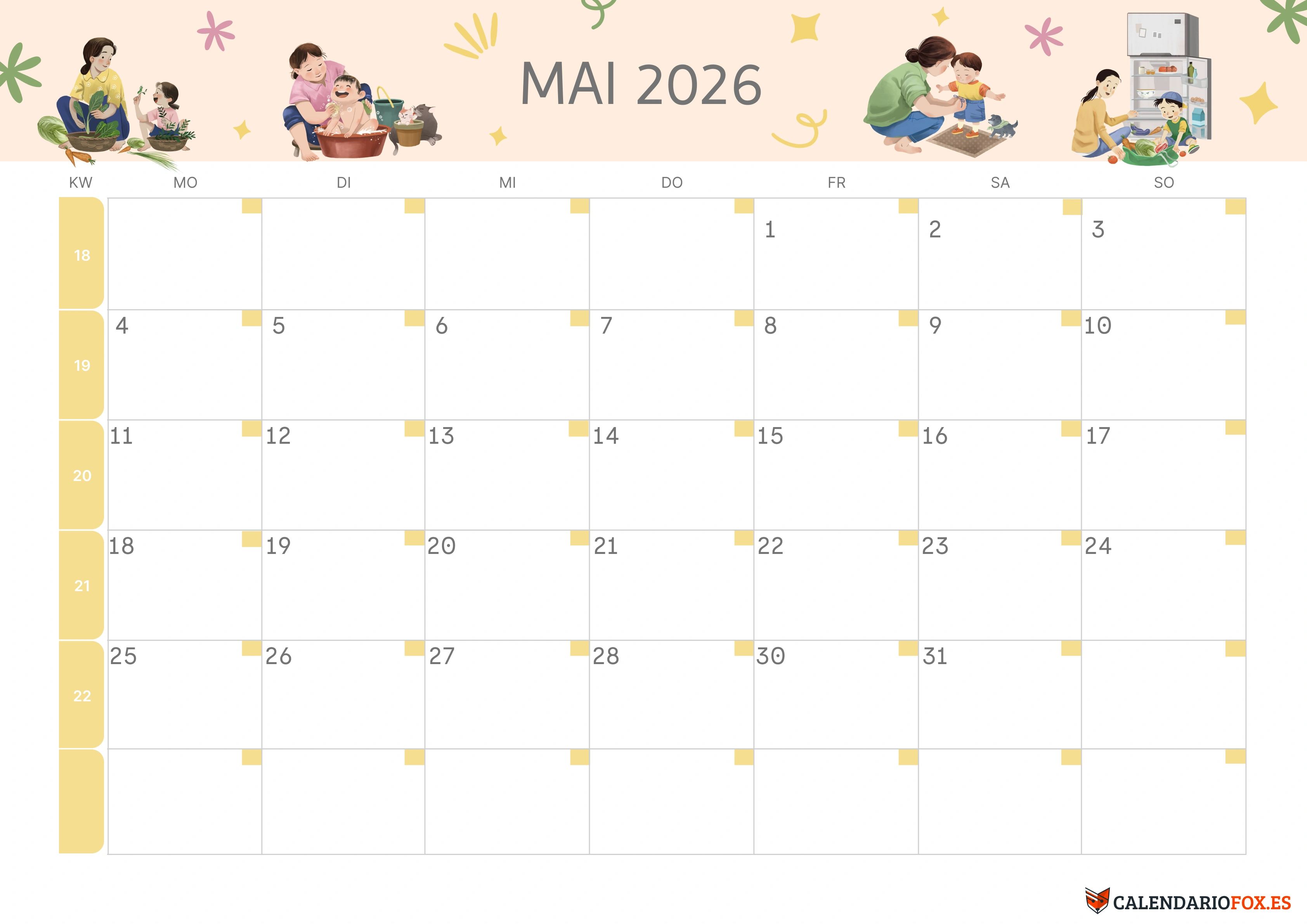 Semesterkalender 2026 Erstes Halbjahr Ästhetisch