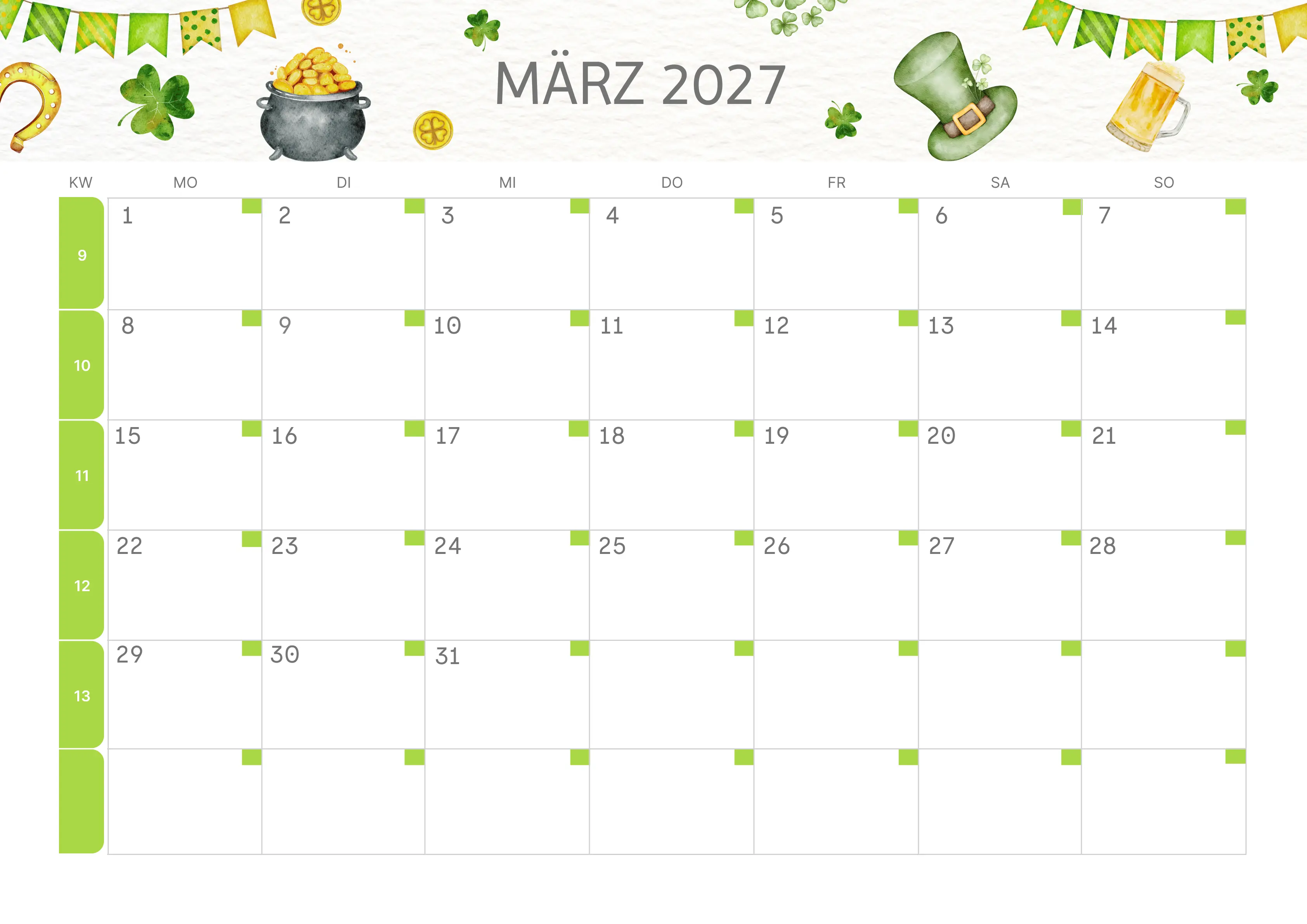 Semesterkalender 2026 Erstes Halbjahr Minimalistisch