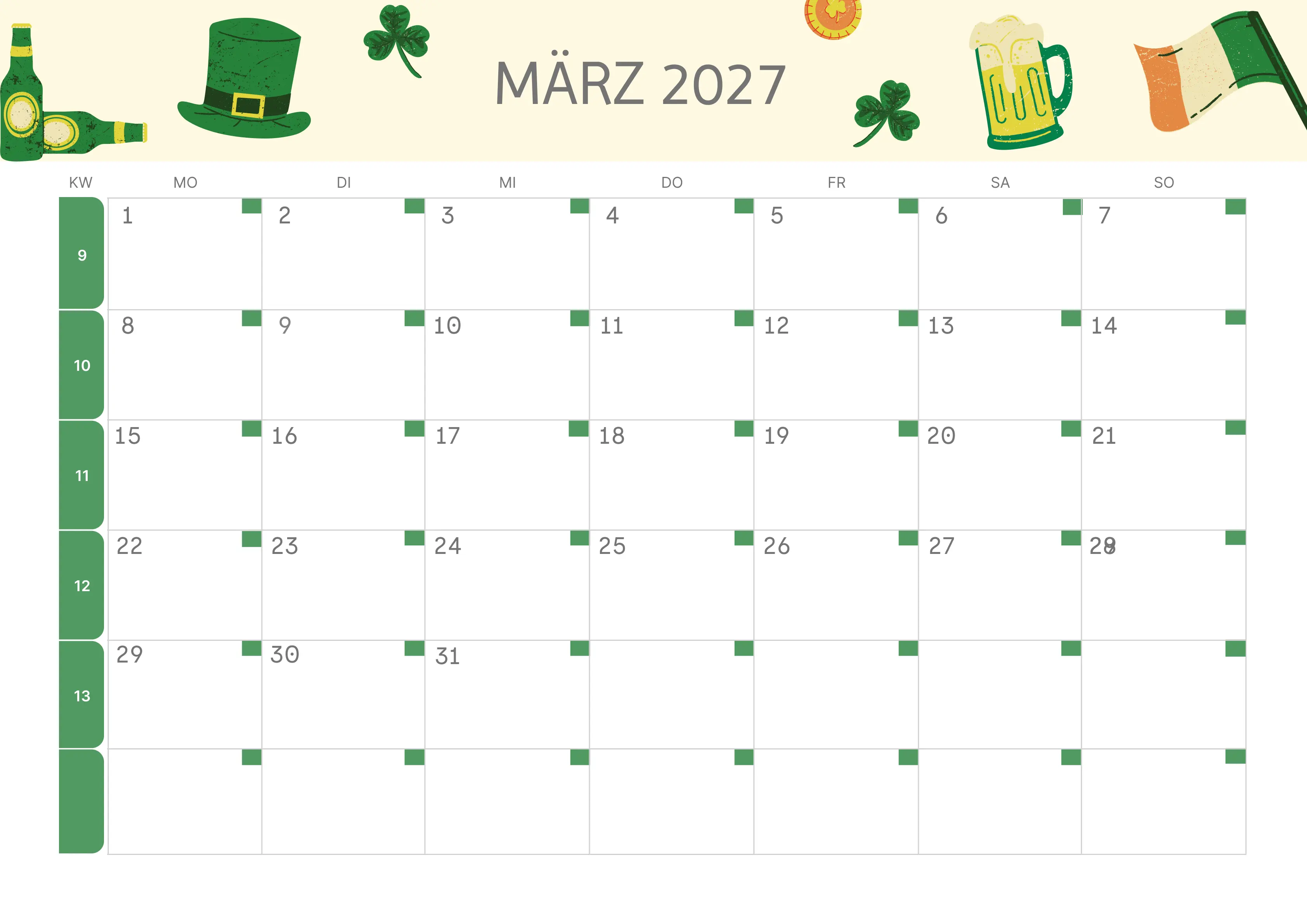 Semesterkalender 2026 Erstes Halbjahr Ästhetisch