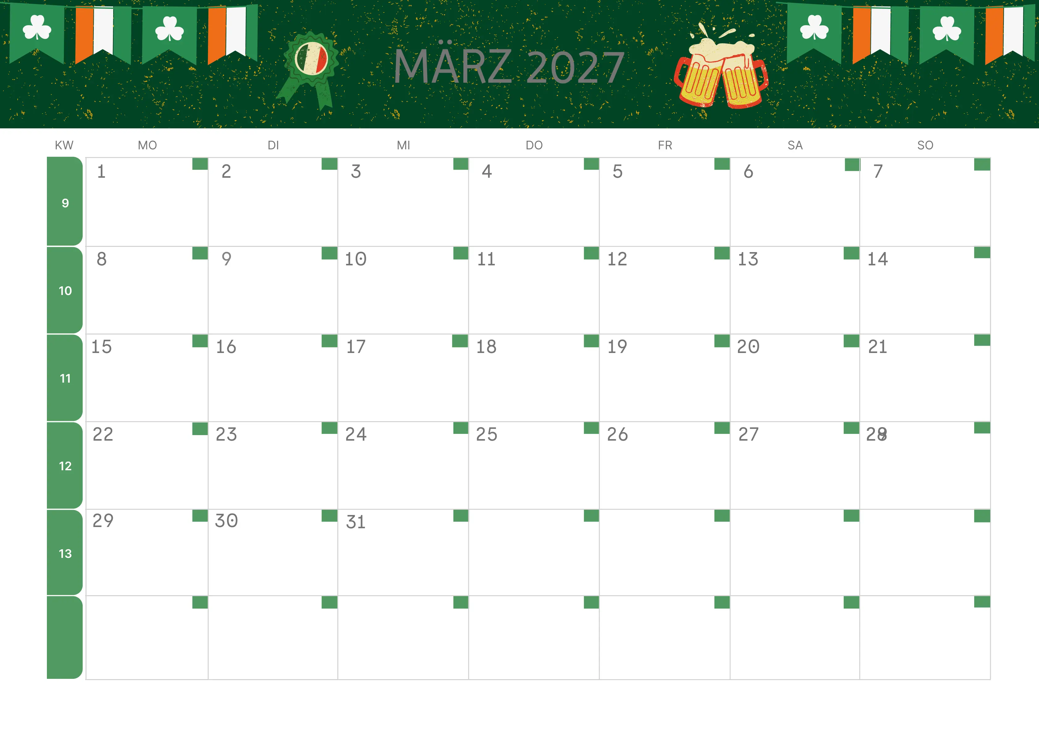 Semesterkalender 2026 Erstes Halbjahr Ästhetisch