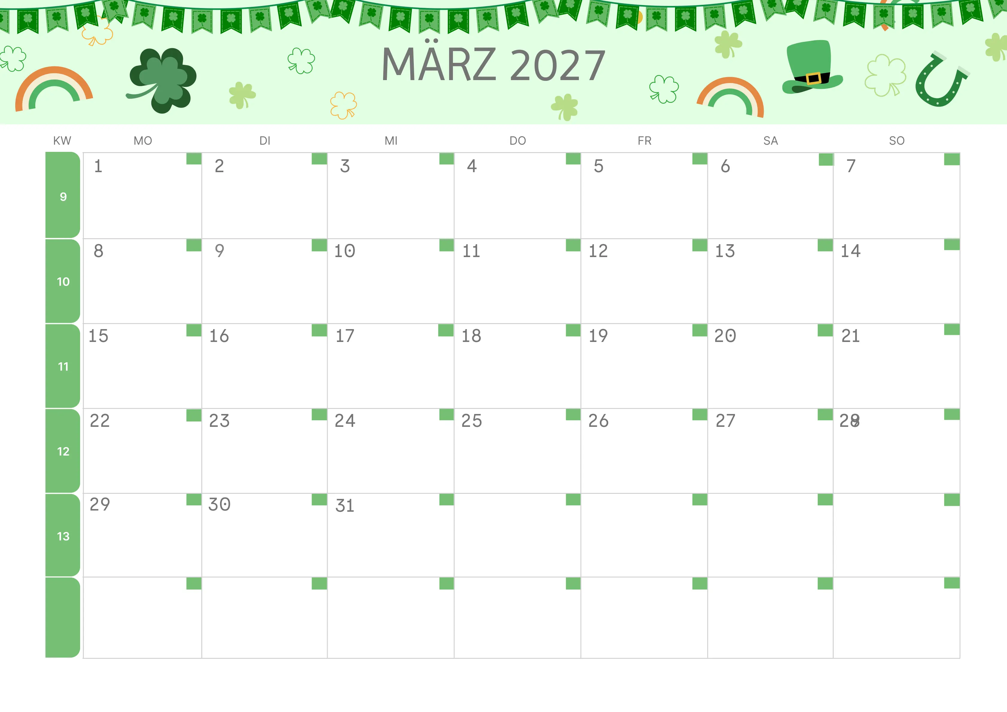 Semesterkalender 2026 Erstes Halbjahr Ästhetisch