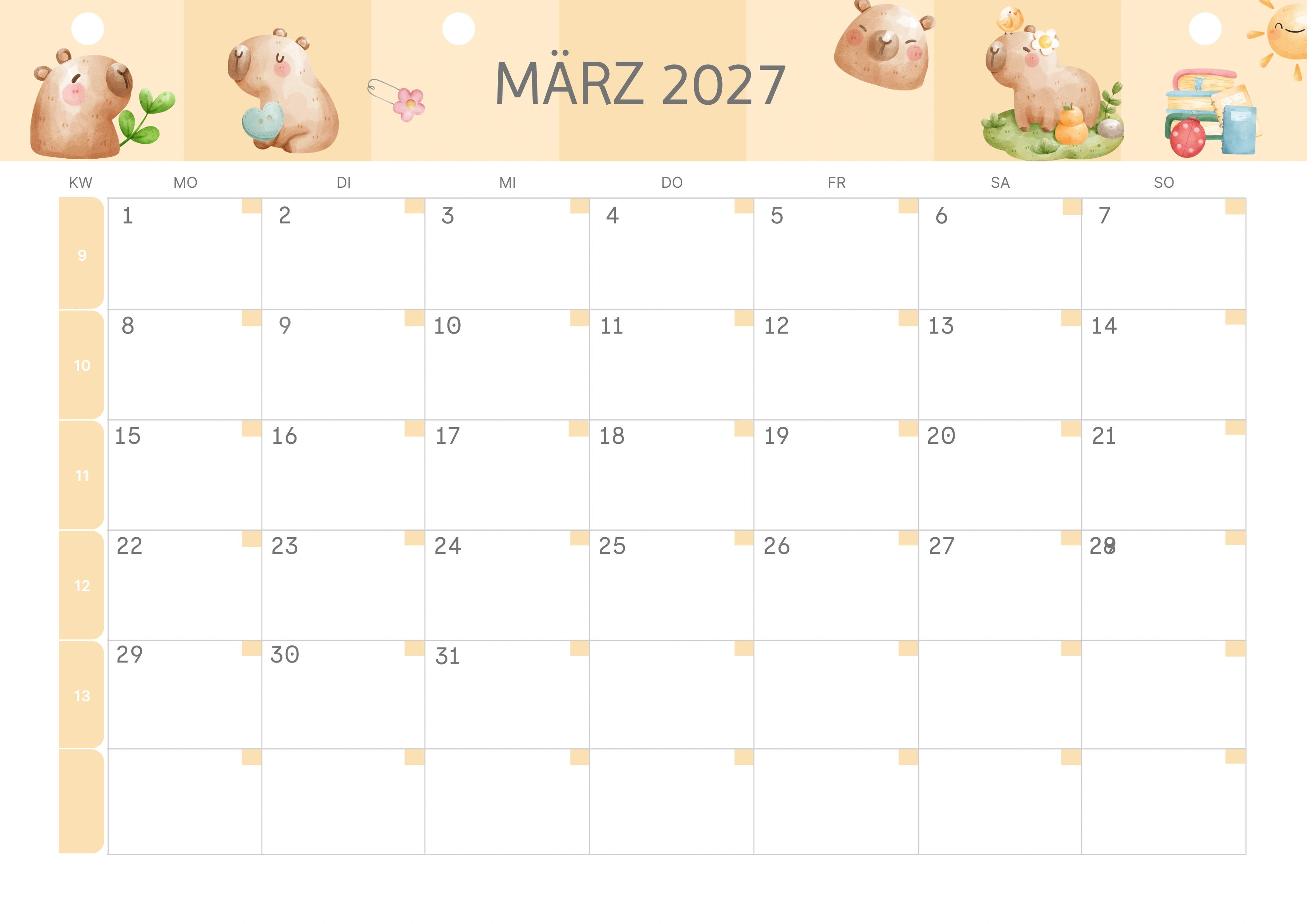 Semesterkalender 2026 Erstes Halbjahr Ästhetisch