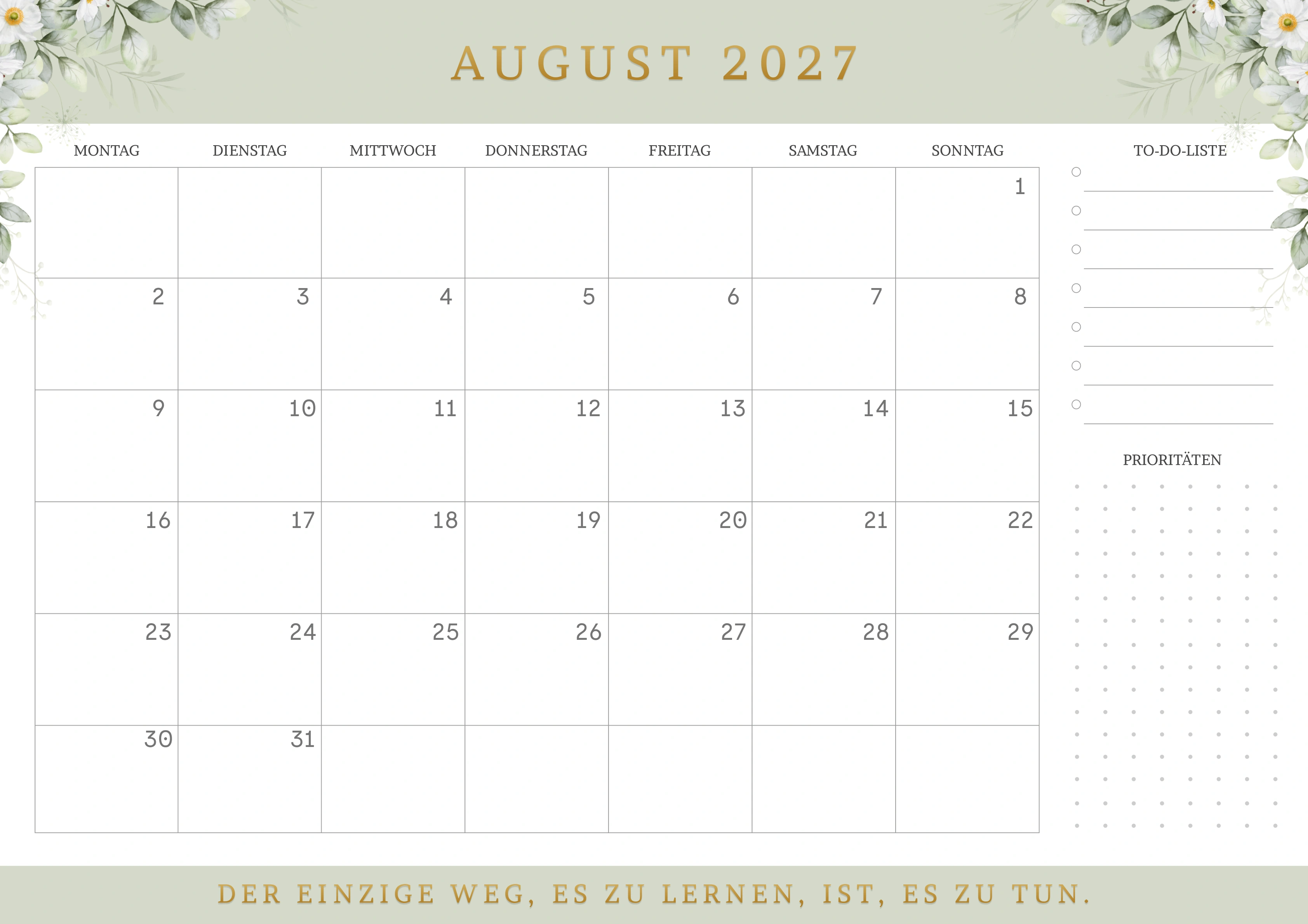 Kalender August 2027
