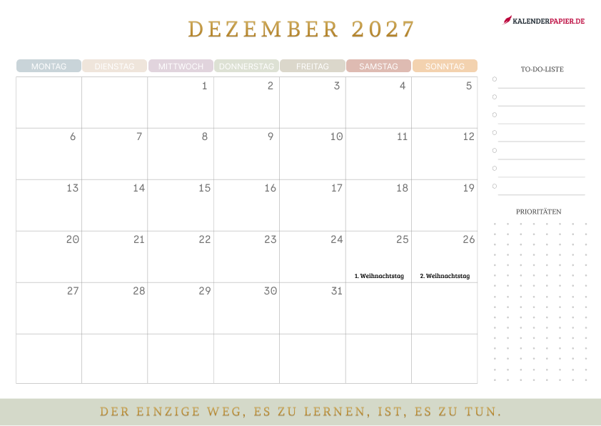 Kalender Dezember 2027