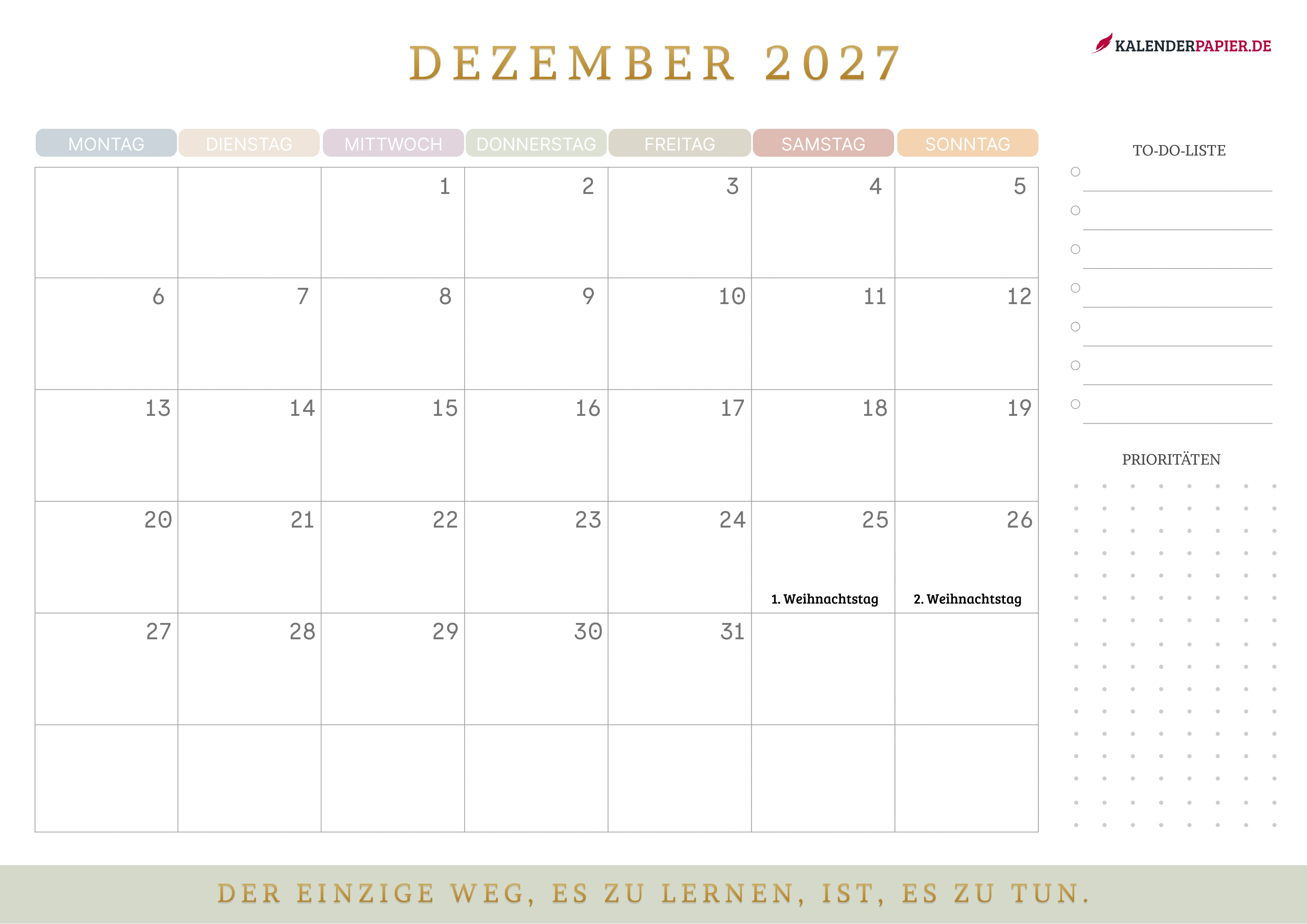 Kalender Dezember 2027