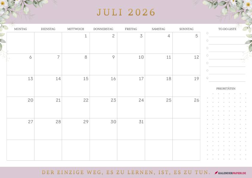 Kalender Juli 2026