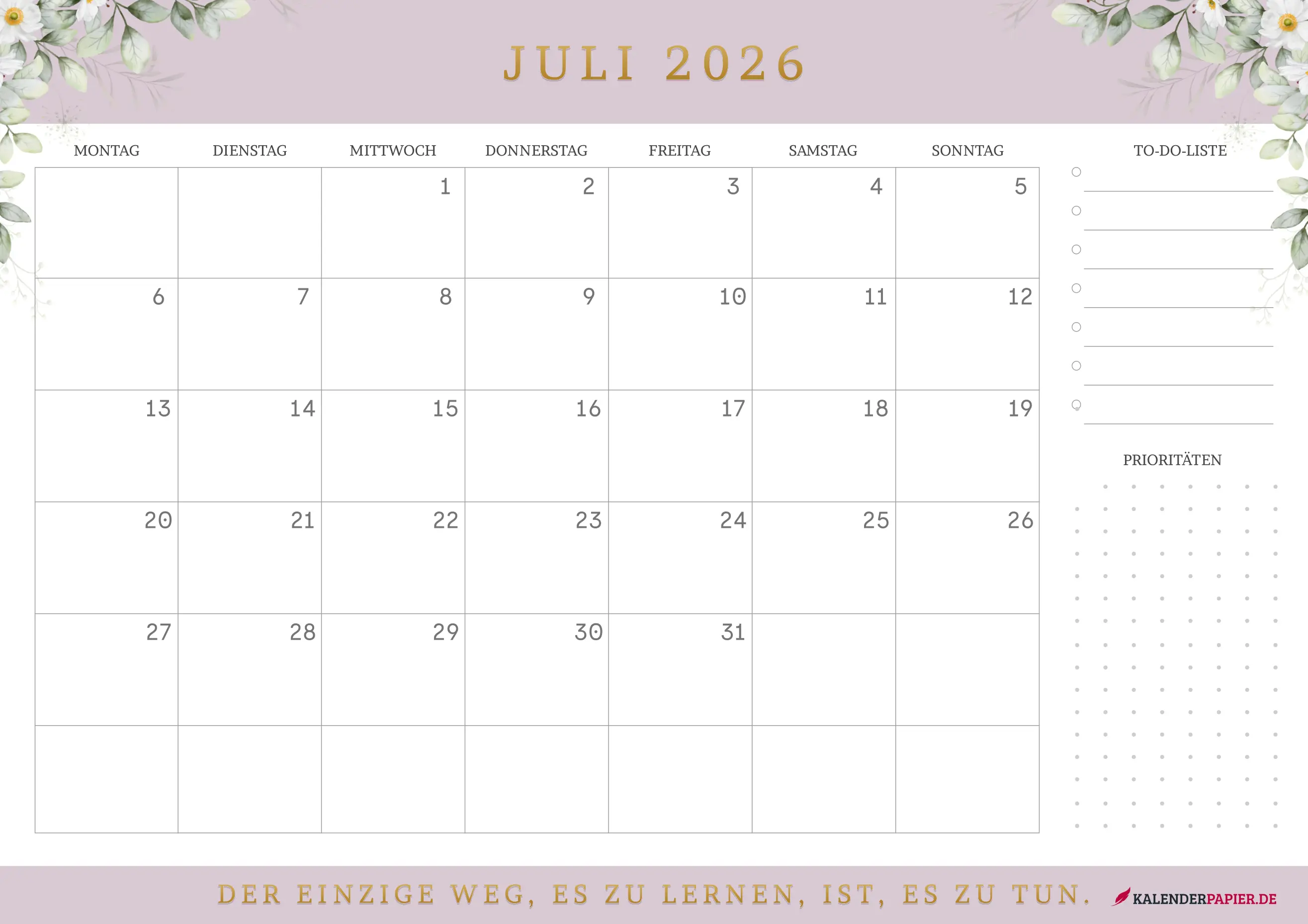 Kalender Juli 2026