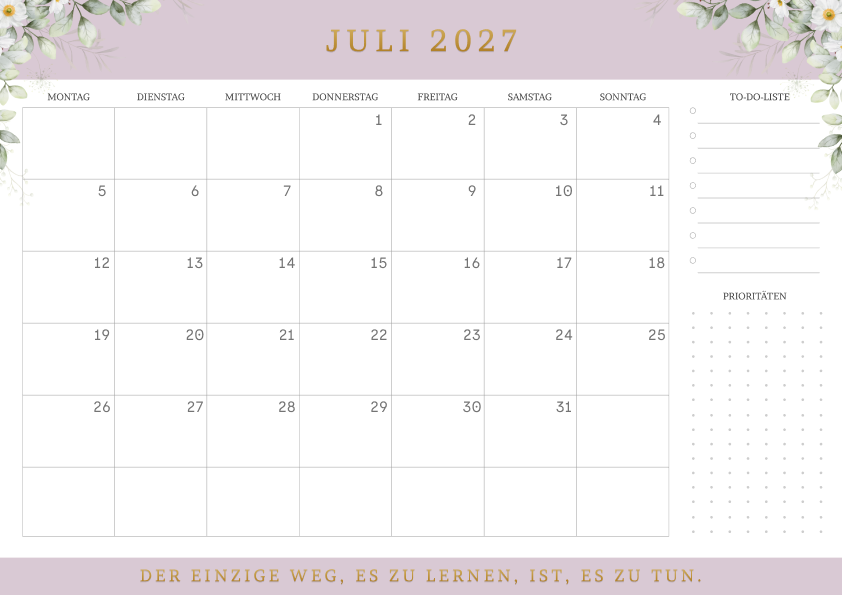 Kalender Juli 2027