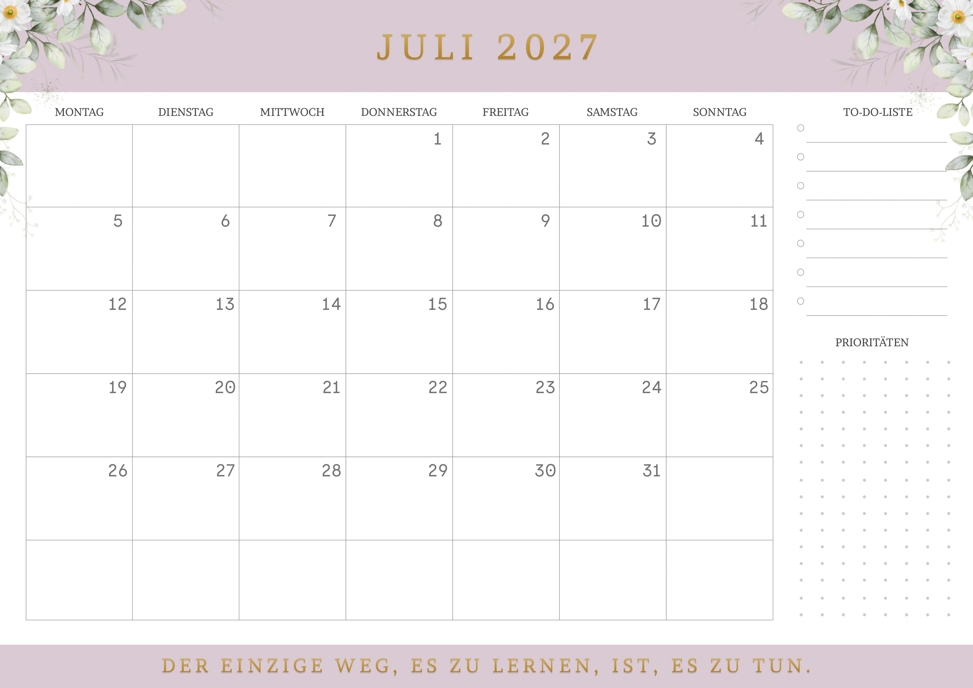 Kalender Juli 2027