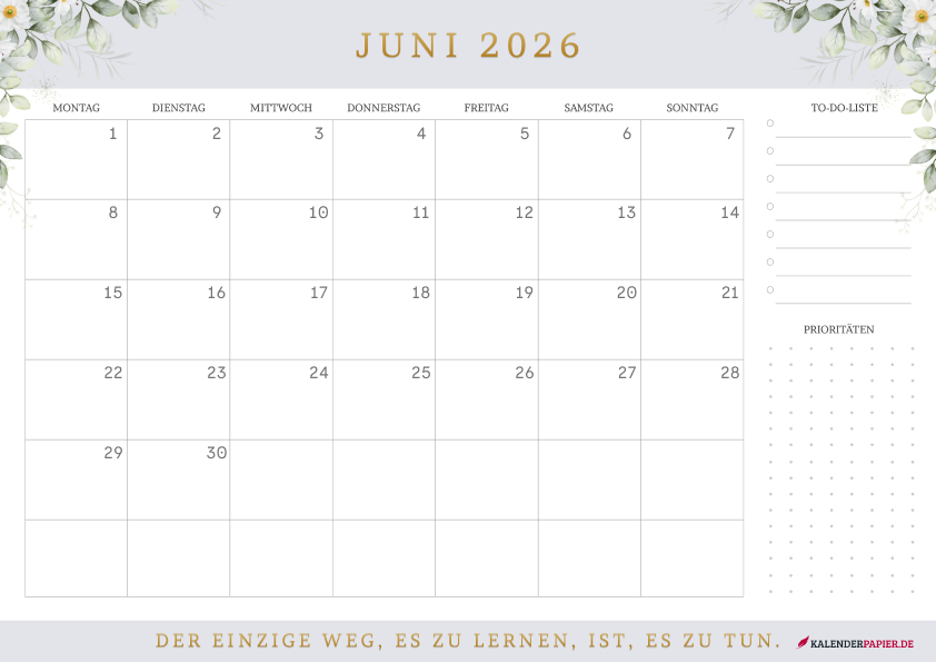 Kalender Juni 2026