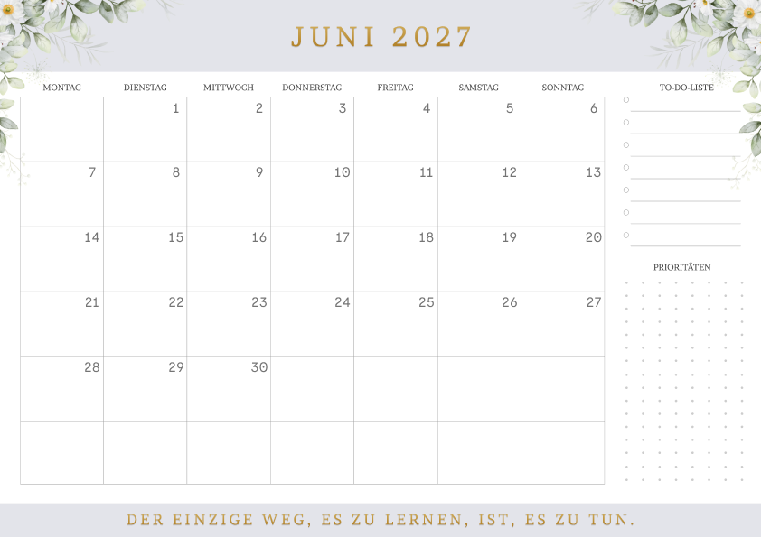 Kalender Juni 2027