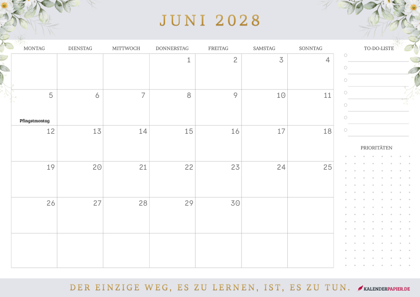 Kalender Juni 2028