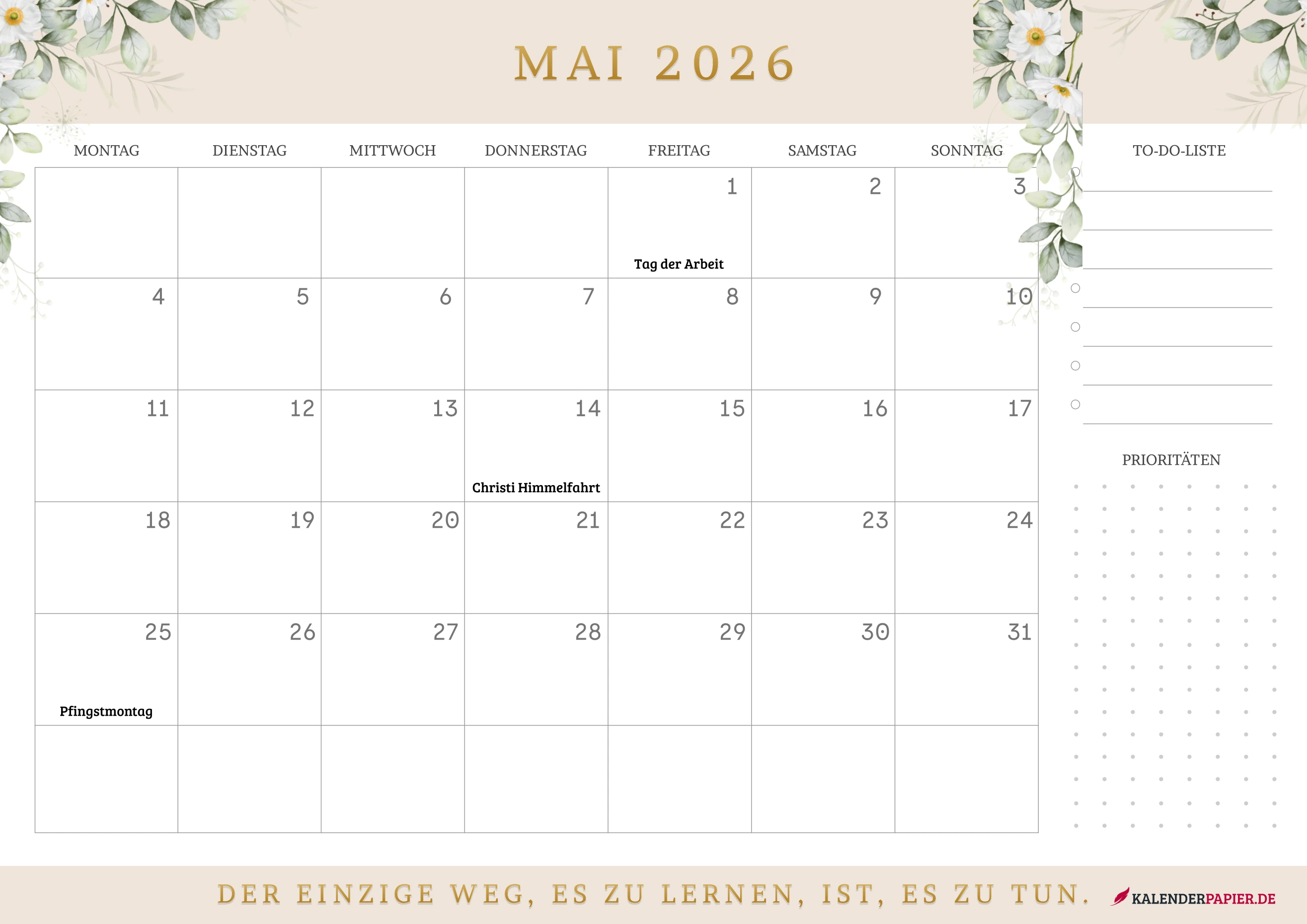 Kalender Mai 2026
