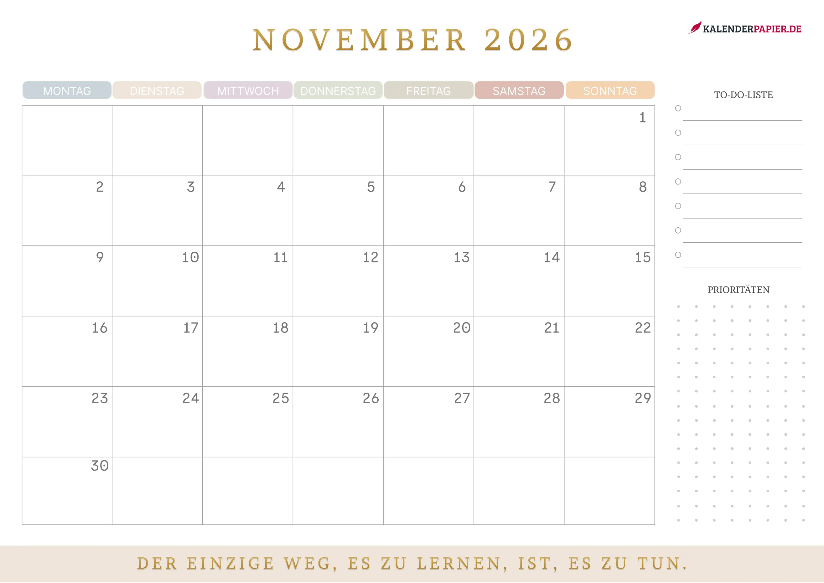 Kalender November 2026