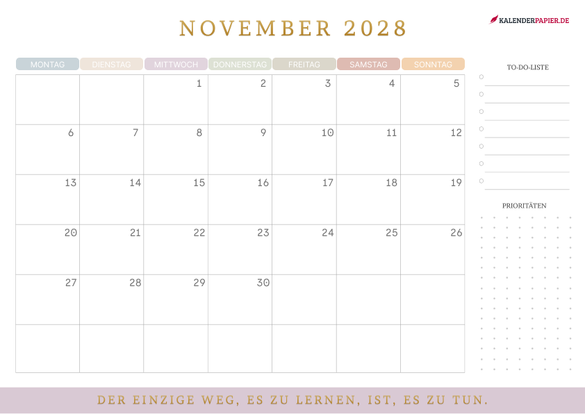 Kalender November 2028