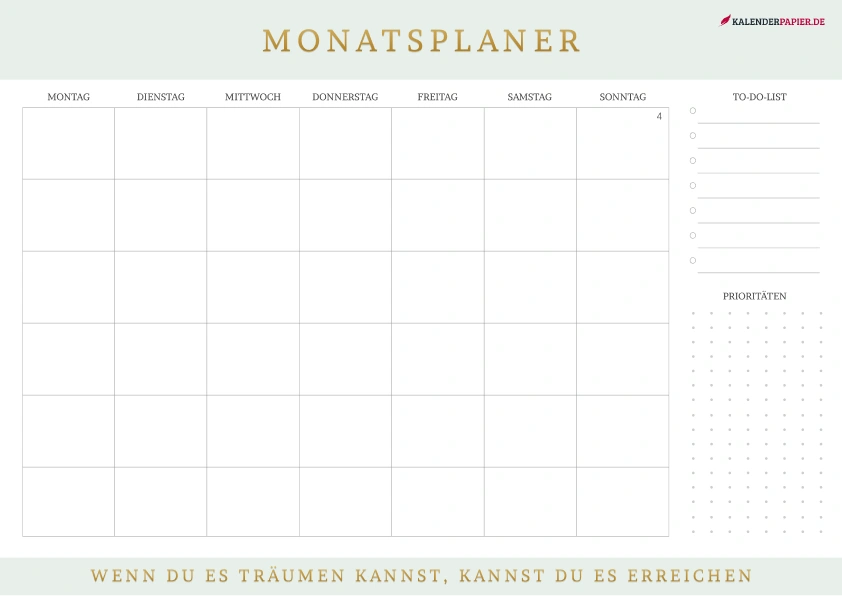 monatsplaner 2026 mit Kalenderwochen
