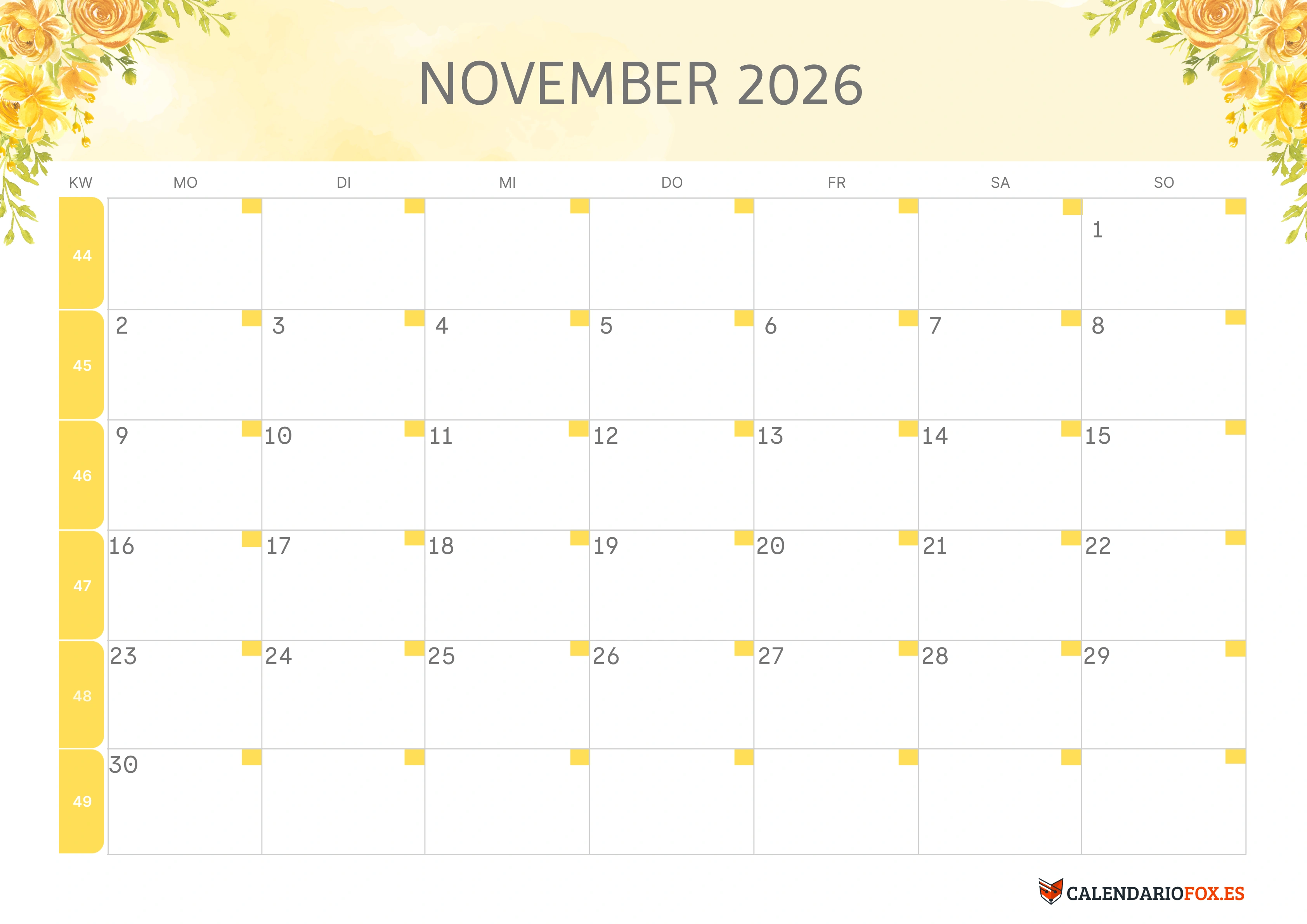 Semesterkalender 2026 Erstes Halbjahr Farbenfroh