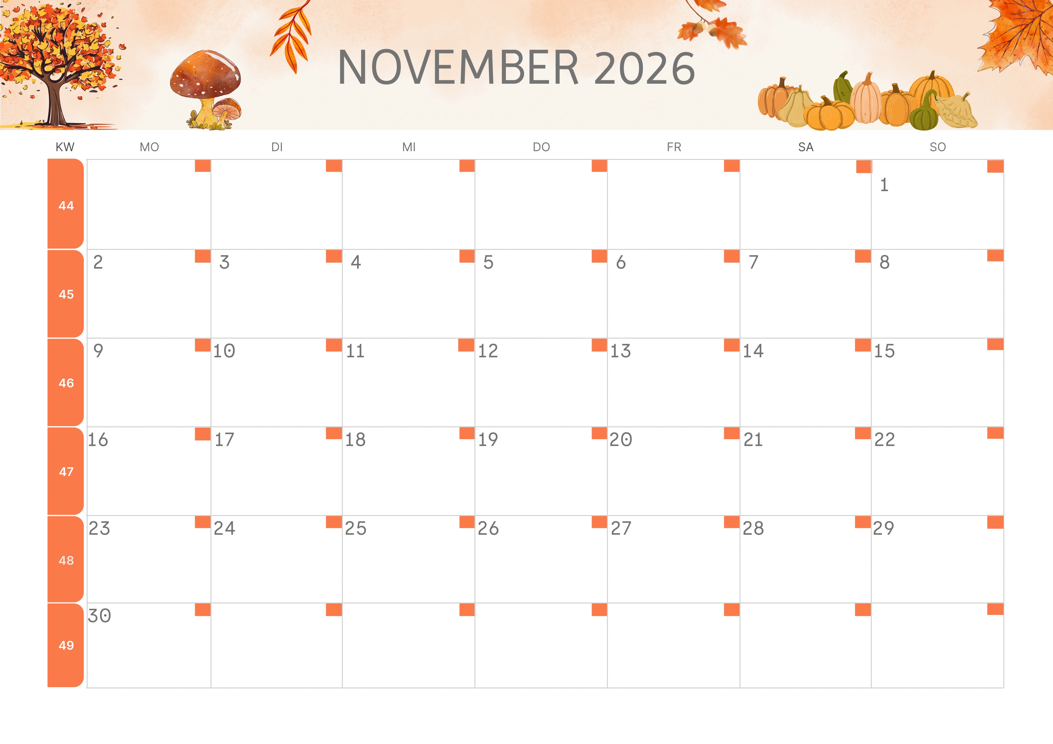 Semesterkalender 2026 Erstes Halbjahr Minimalistisch
