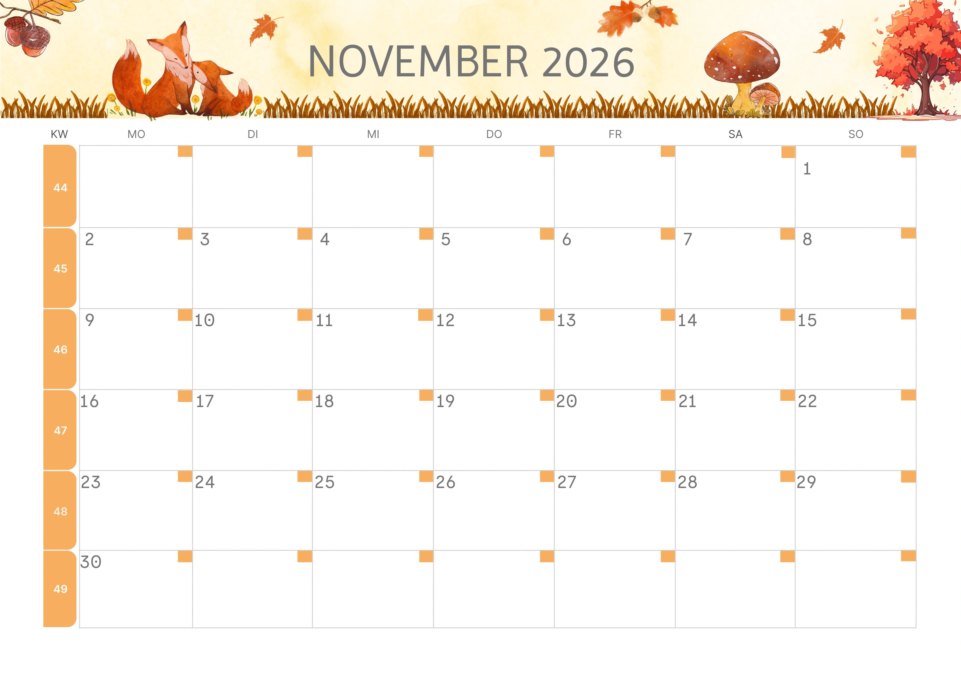 Semesterkalender 2026 Erstes Halbjahr Ästhetisch